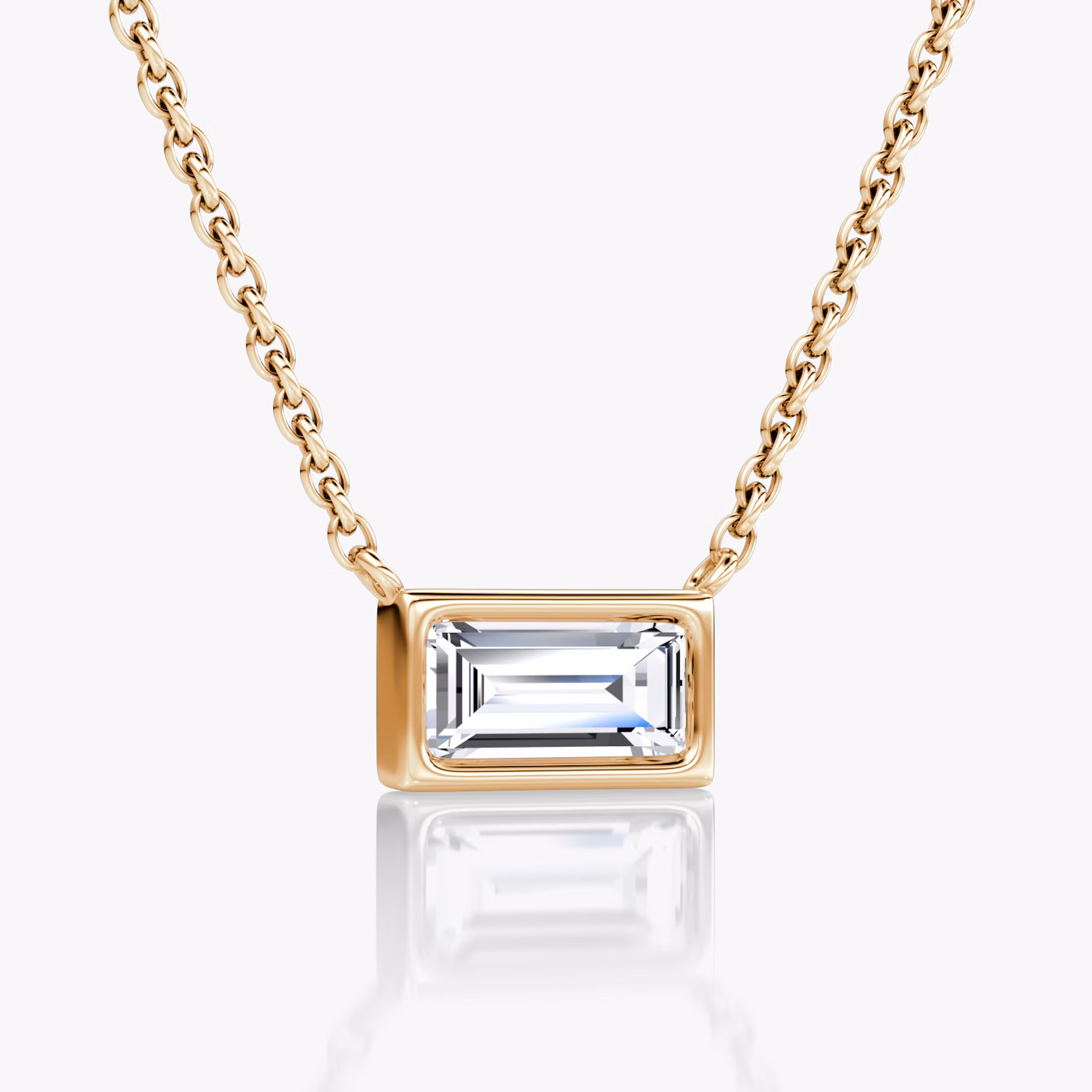 Bezel Solitaire Necklace | Baguette | 14k | Rose Gold | caratWeight: 0.50ct