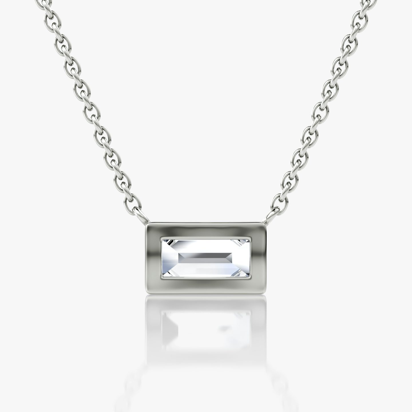 Bezel Solitaire Necklace | Baguette | 14k | White Gold | caratWeight: 0.50ct
