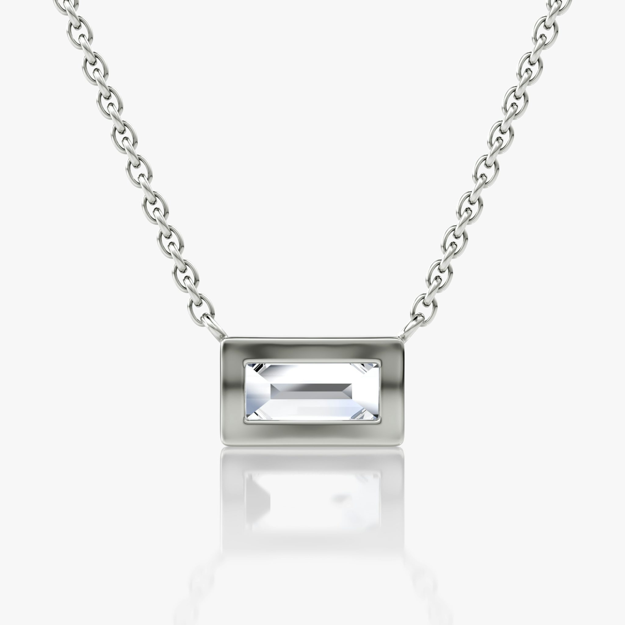 Bezel Solitaire Necklace | Baguette | 14k | White Gold | caratWeight: 0.50ct