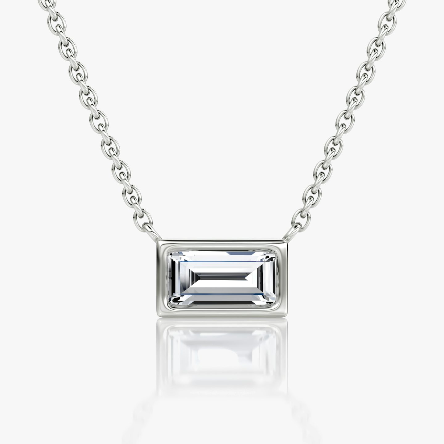 Bezel Solitaire Necklace | Baguette | 14k | White Gold | caratWeight: 0.50ct