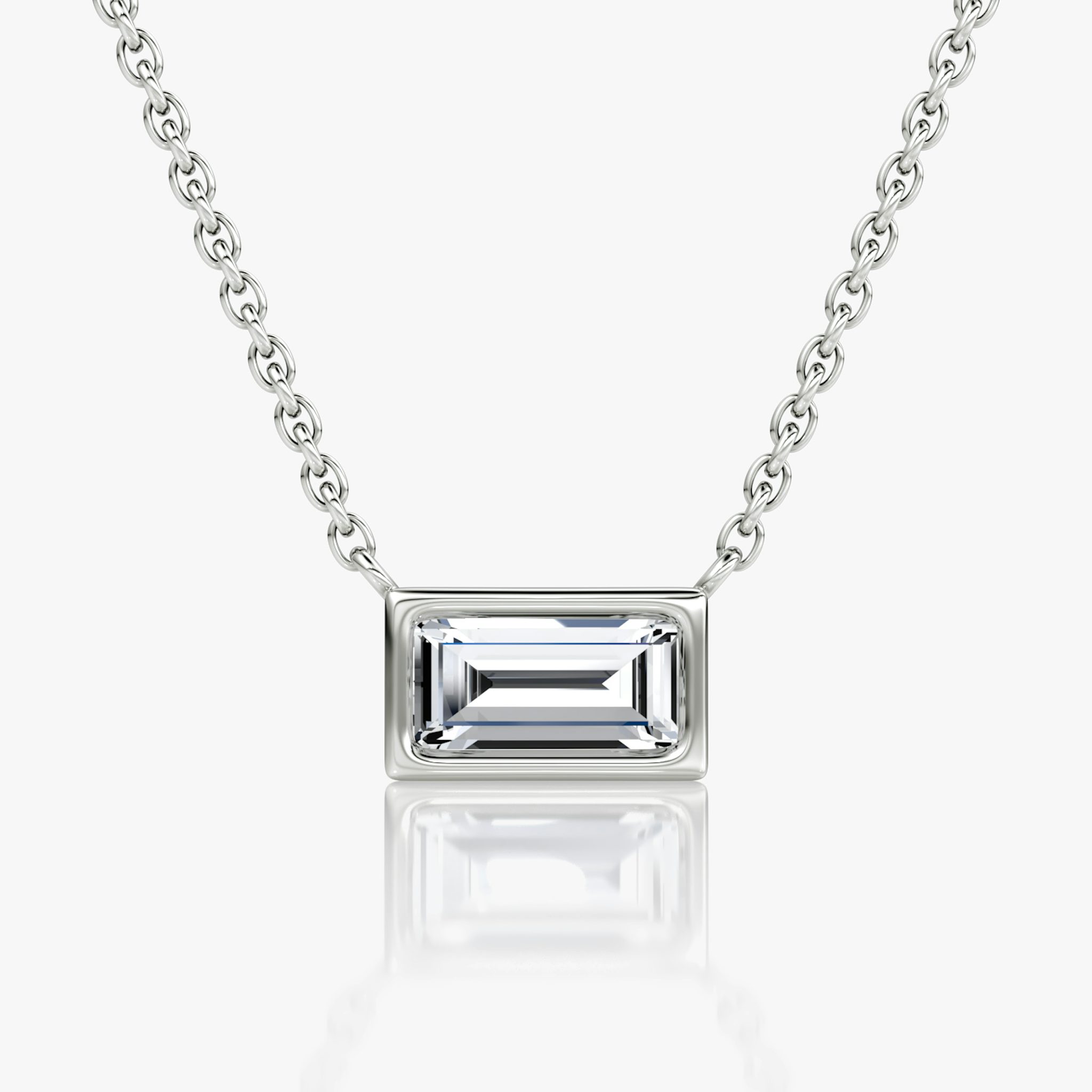 Bezel Solitaire Necklace | Baguette | 14k | White Gold | caratWeight: 0.50ct