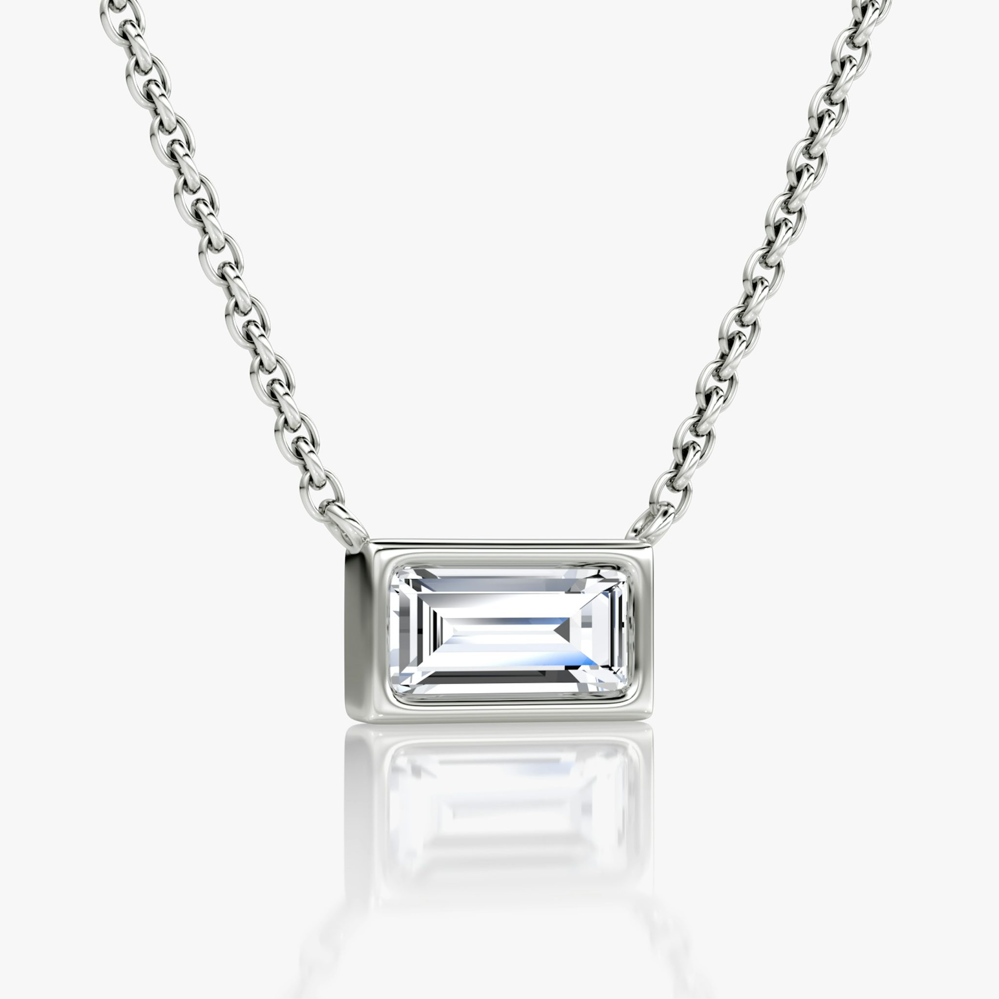 Bezel Solitaire Necklace | Baguette | 14k | White Gold | caratWeight: 0.50ct