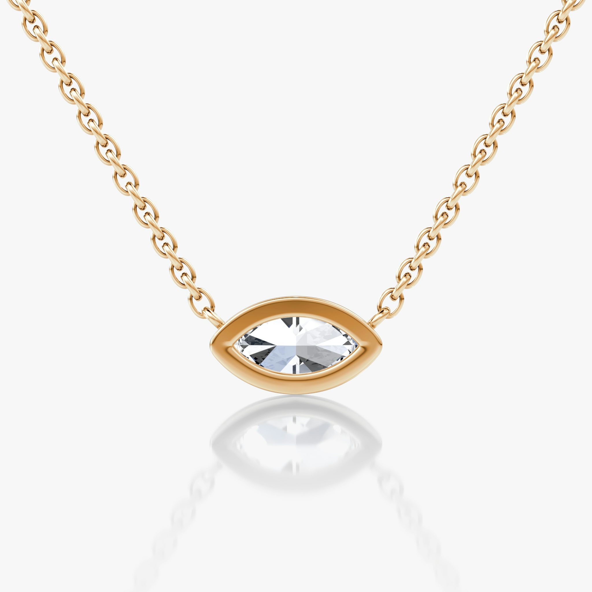 Bezel Solitaire Necklace | Marquise | 14k | Rose Gold | caratWeight: 0.25ct
