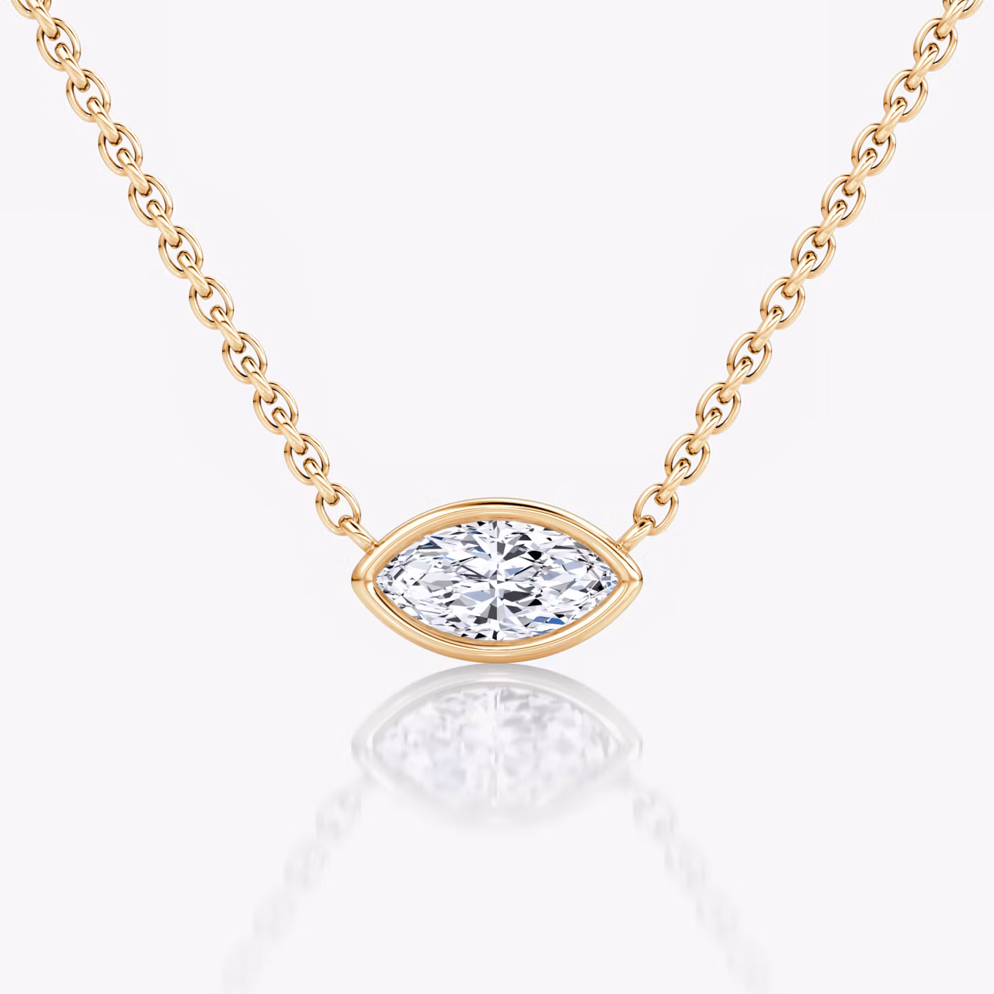 Bezel Solitaire Necklace Marquise | Rose Gold