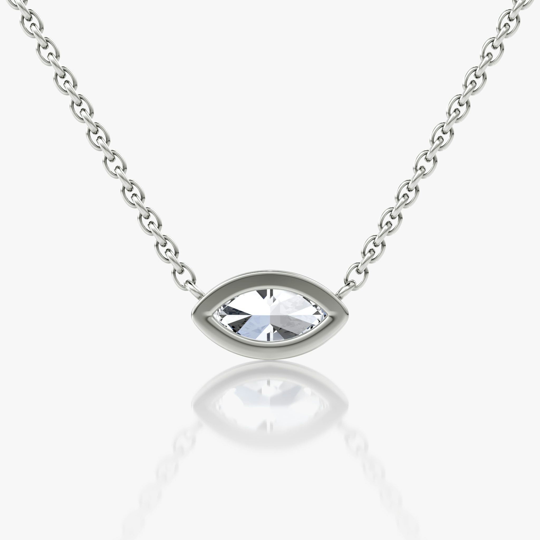 Bezel Solitaire Necklace | Marquise | 14k | White Gold | caratWeight: 0.25ct