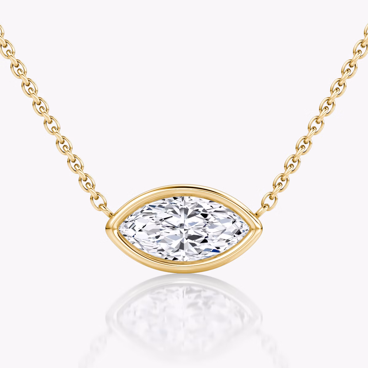 Bezel Solitaire Necklace | Marquise | 14k | Yellow Gold | caratWeight: 1.0ct