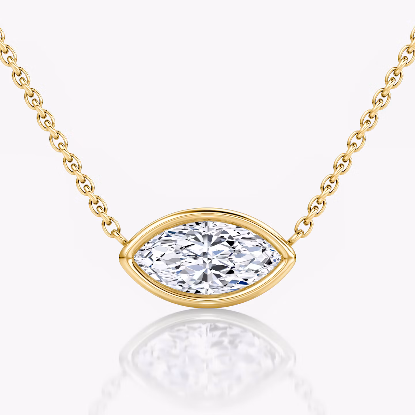 Bezel Solitaire Necklace Marquise | Yellow Gold