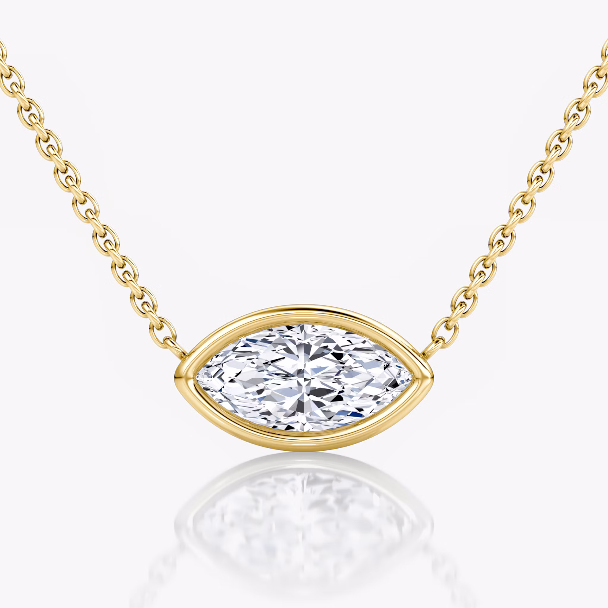 Bezel Solitaire Necklace Marquise | Yellow Gold