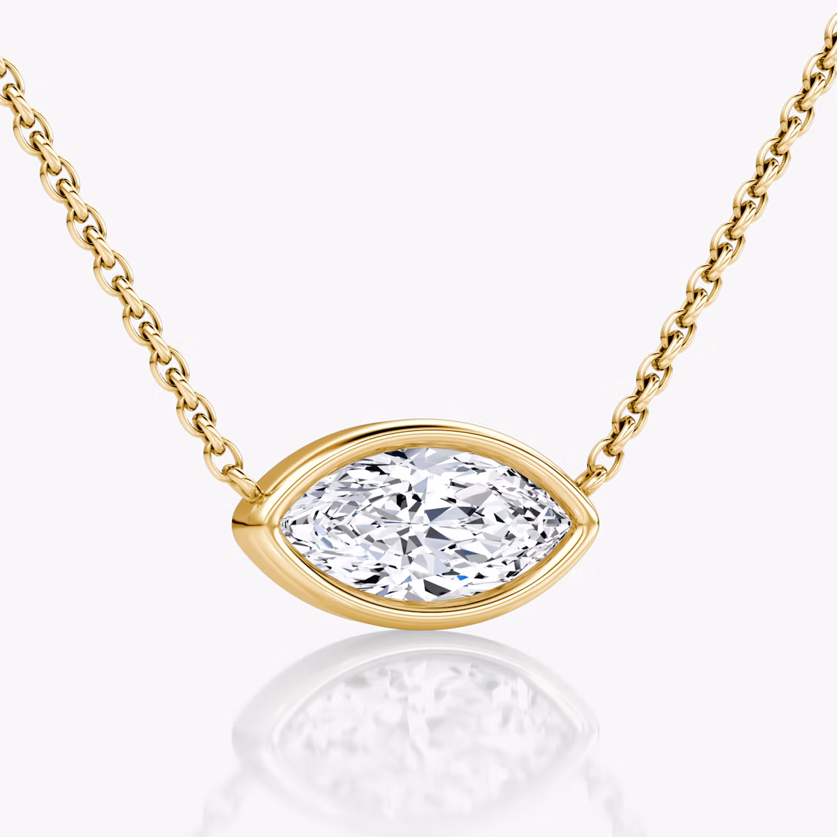 Bezel Solitaire Necklace | Marquise | 14k | Yellow Gold | caratWeight: 1.0ct