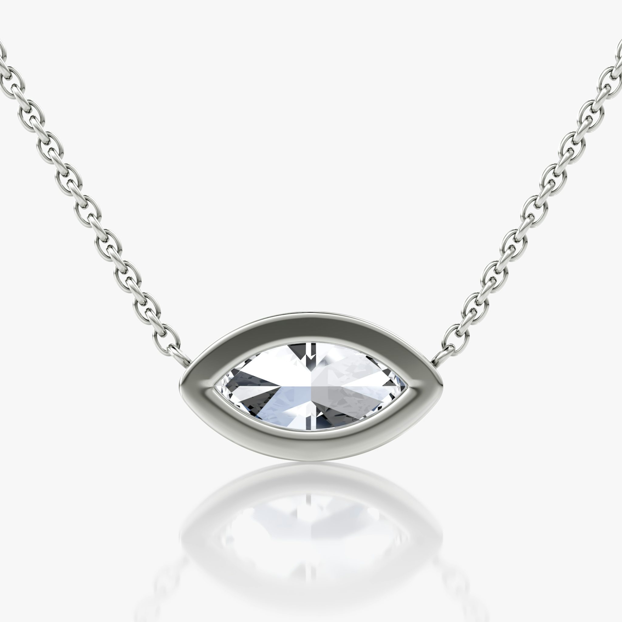 Collar Bezel Solitario | Marquise | 14k | Oro blanco | caratWeight: other