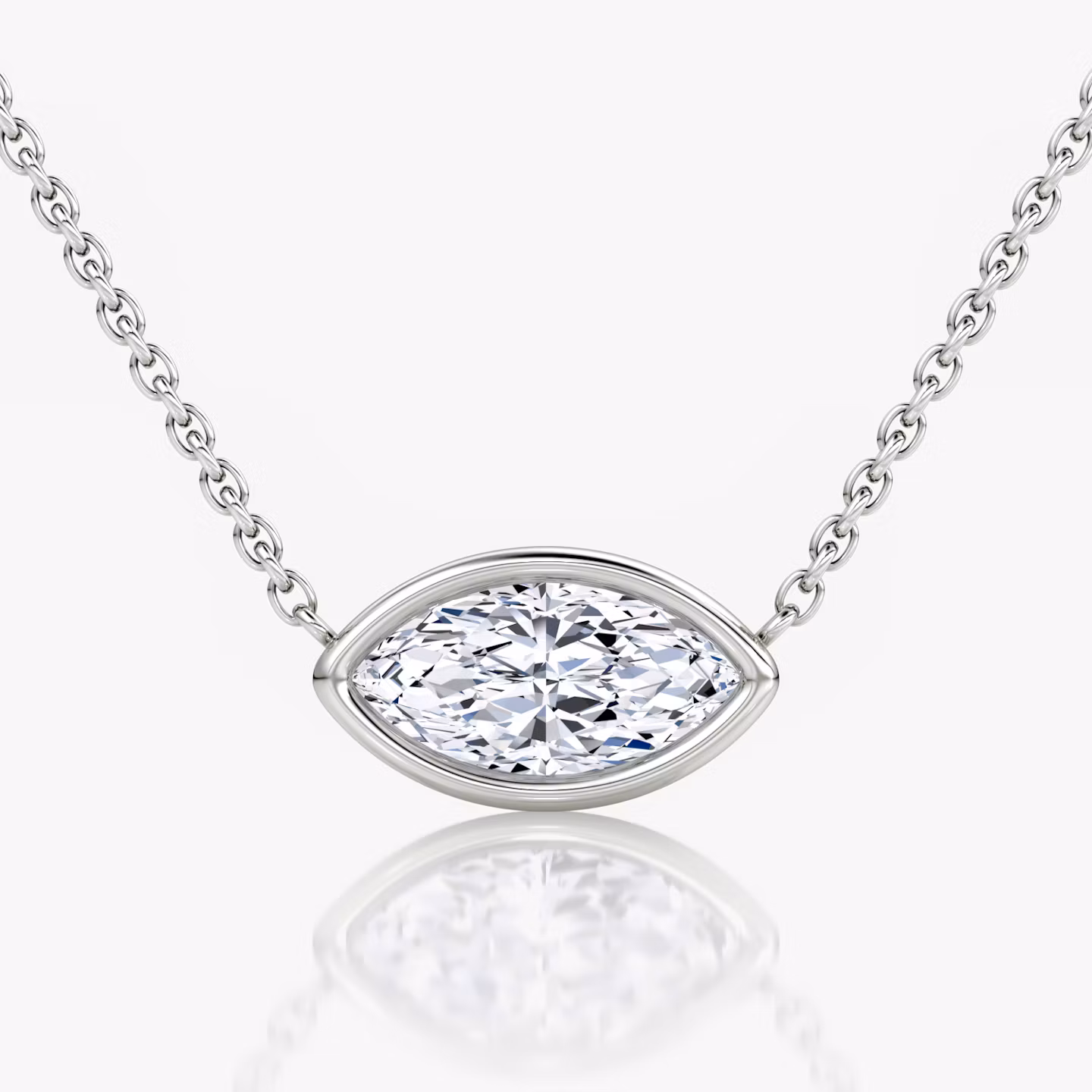 Bezel Solitaire Necklace Marquise | White Gold