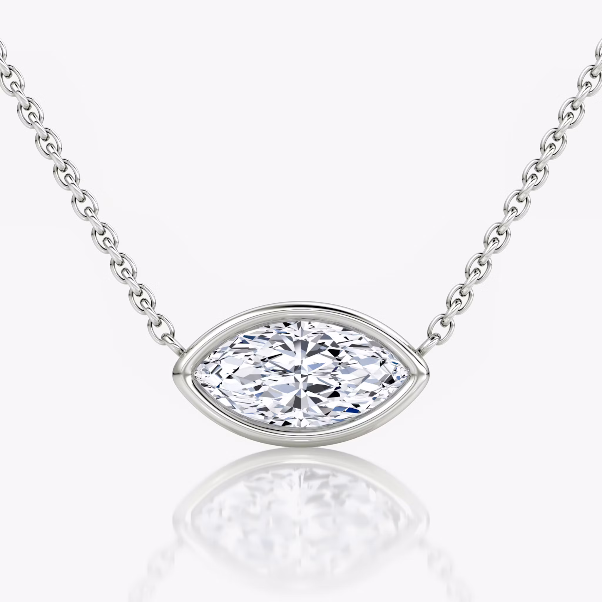 Bezel Solitaire Necklace Marquise | White Gold