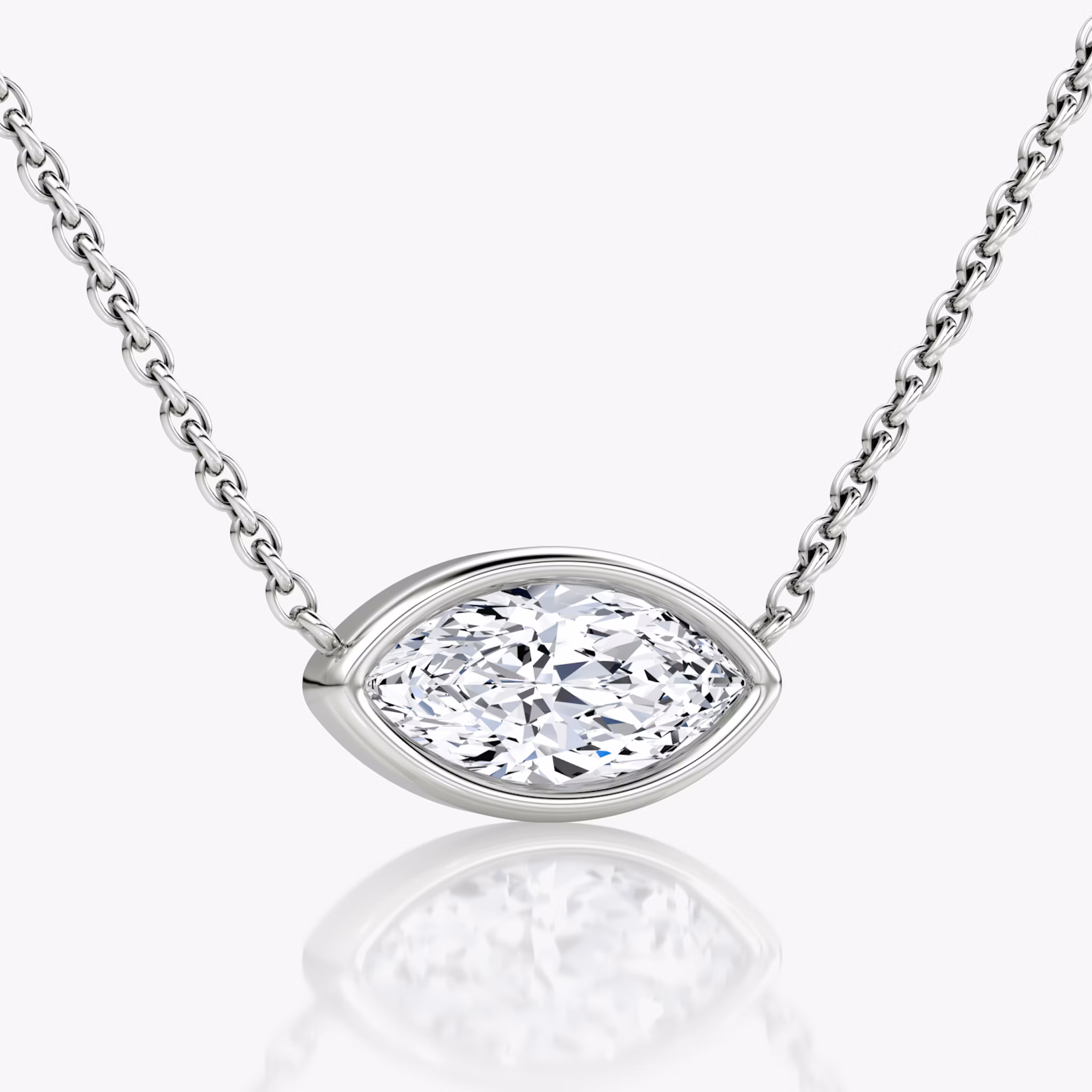 Collar Bezel Solitario | Marquise | 14k | Oro blanco | caratWeight: other