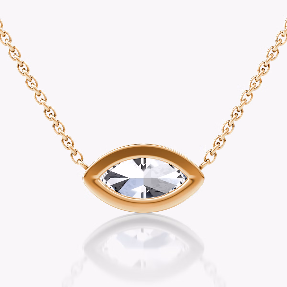 Bezel Solitaire Necklace | Marquise | 14k | Rose Gold | caratWeight: 1.0ct