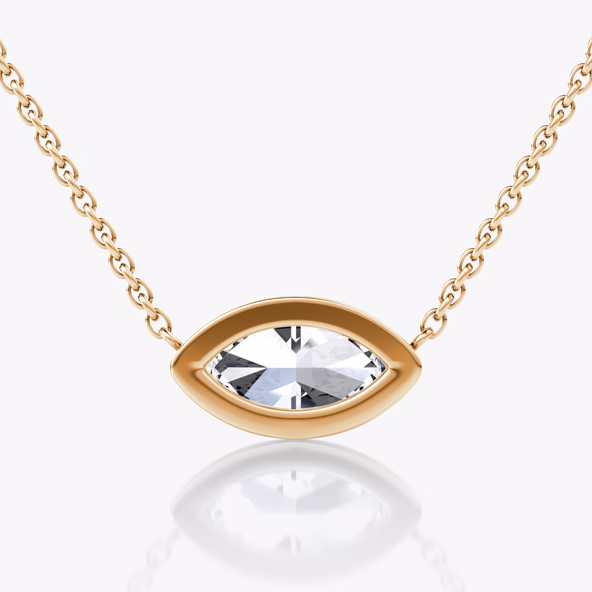 Bezel Solitaire Necklace | Marquise | 14k | Rose Gold | caratWeight: other