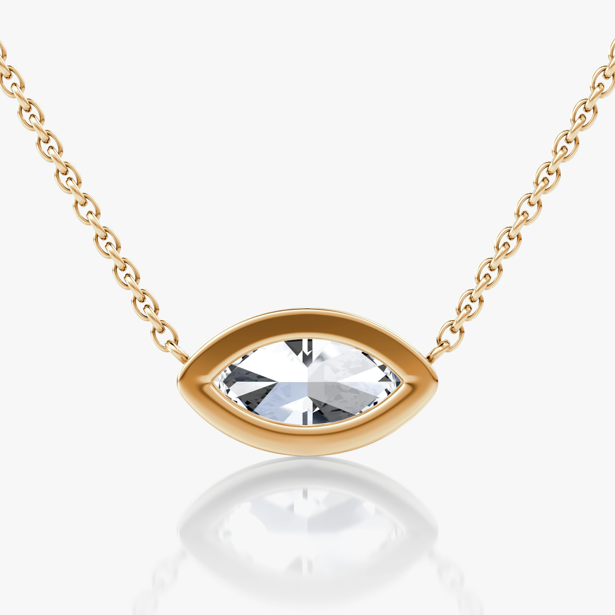Bezel Solitaire Necklace | Marquise | 14k | Rose Gold | caratWeight: other
