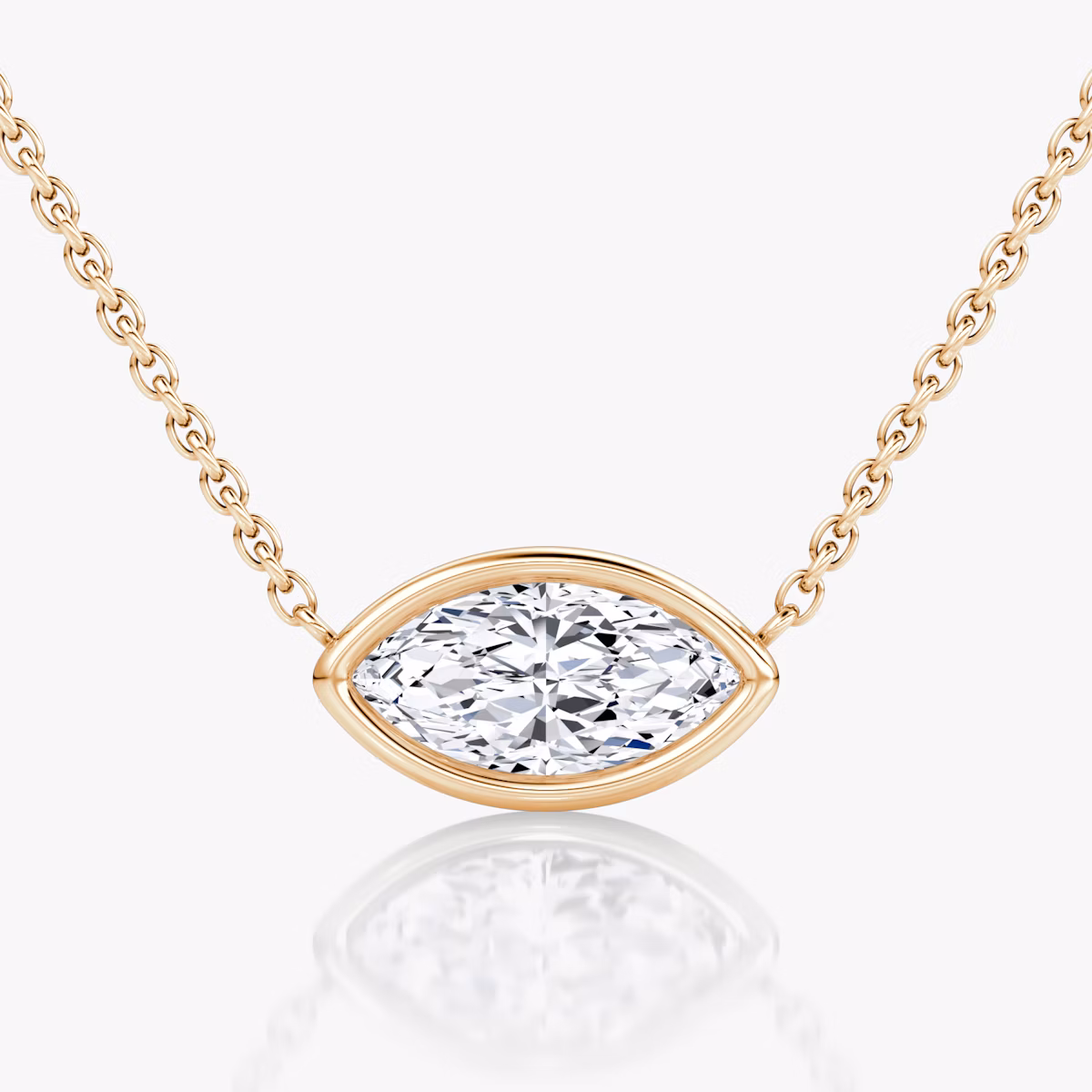 Bezel Solitaire Necklace | Marquise | 14k | Rose Gold | caratWeight: 1.0ct