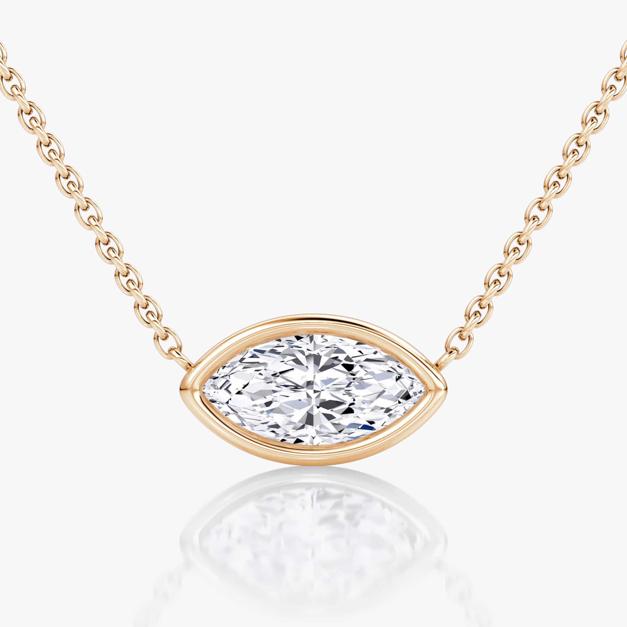 Bezel Solitaire Necklace | Marquise | 14k | Rose Gold | caratWeight: other