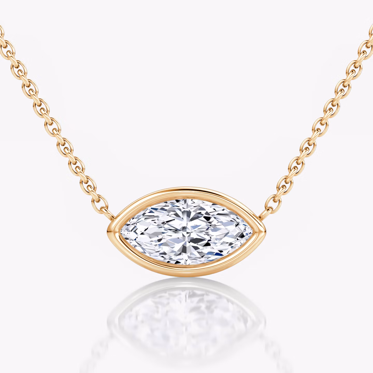 Bezel Solitaire Necklace Marquise | Rose Gold