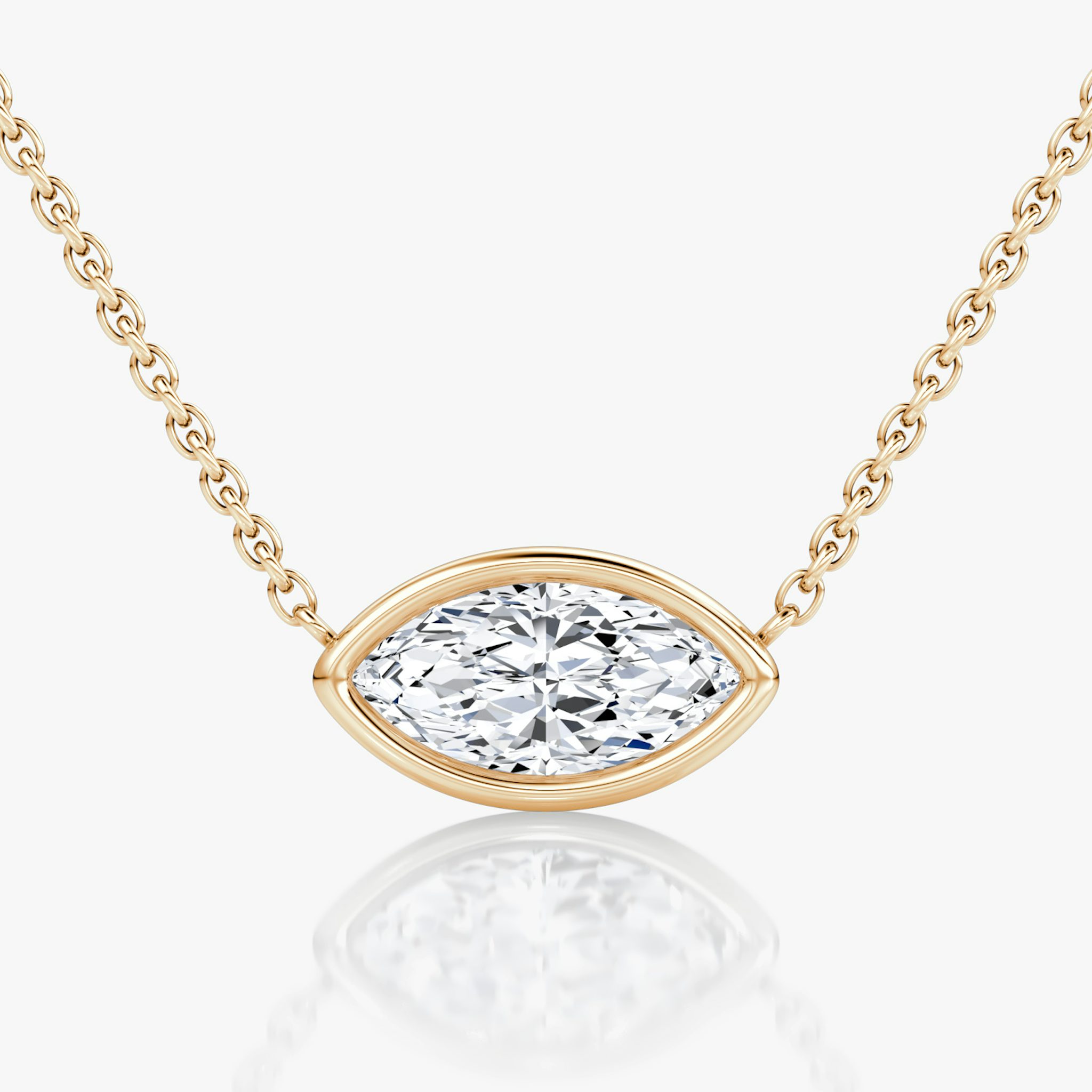 Bezel Solitaire Necklace | Marquise | 14k | Rose Gold | caratWeight: other
