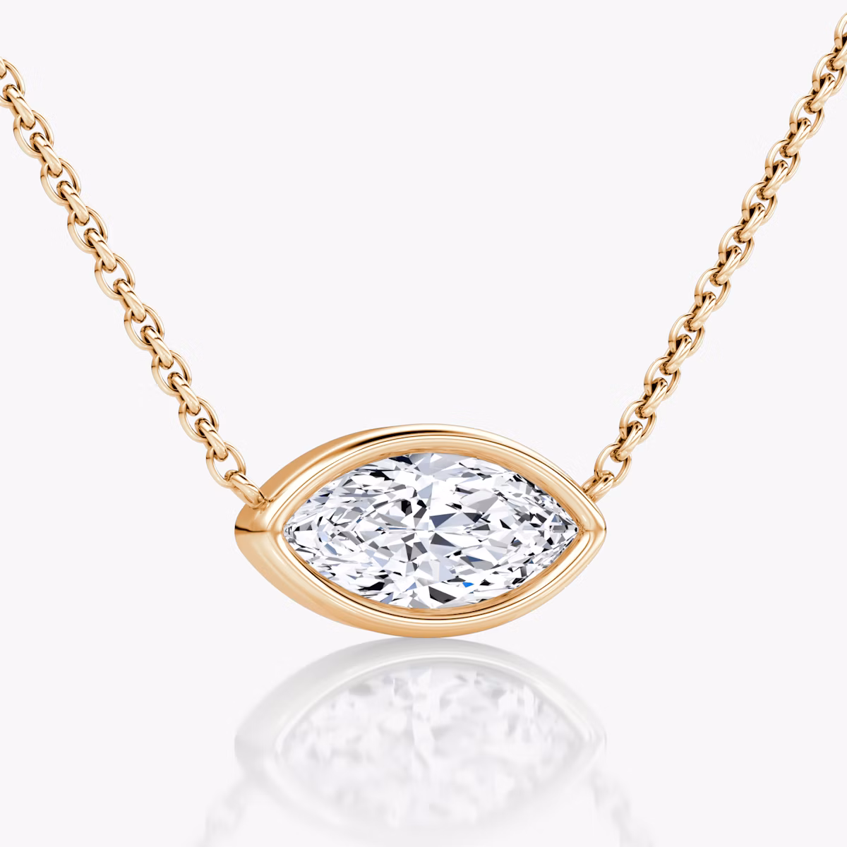 Bezel Solitaire Necklace | Marquise | 14k | Rose Gold | caratWeight: 1.0ct