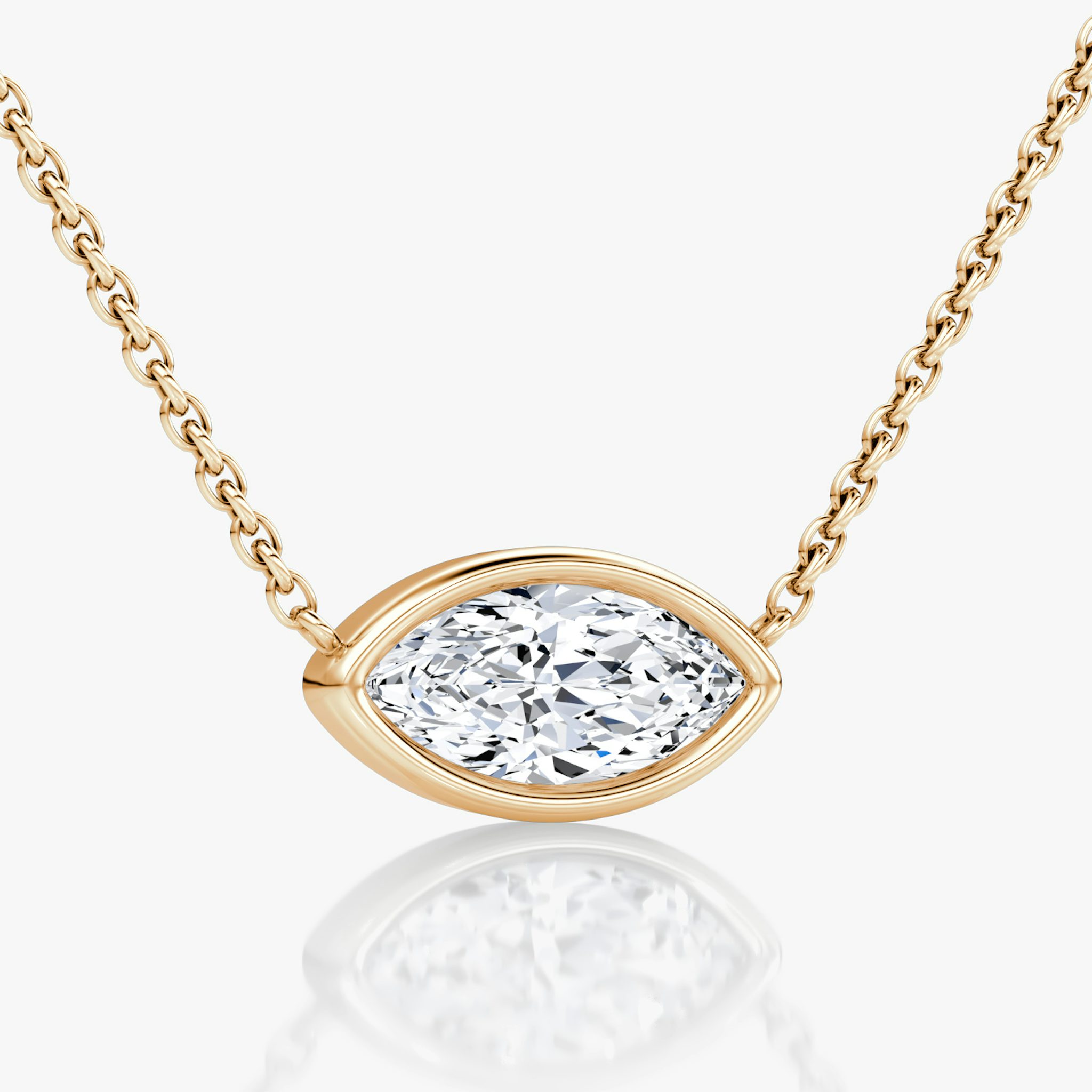 Bezel Solitaire Necklace | Marquise | 14k | Rose Gold | caratWeight: other