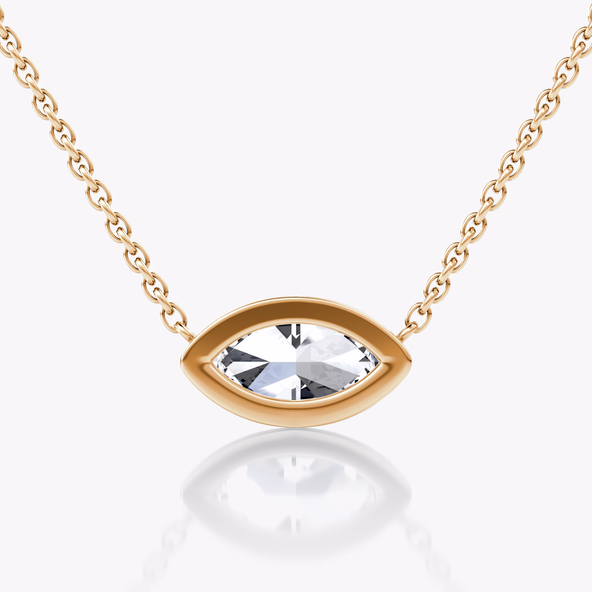 Bezel Solitaire Necklace | Marquise | 14k | Rose Gold | caratWeight: 0.75ct