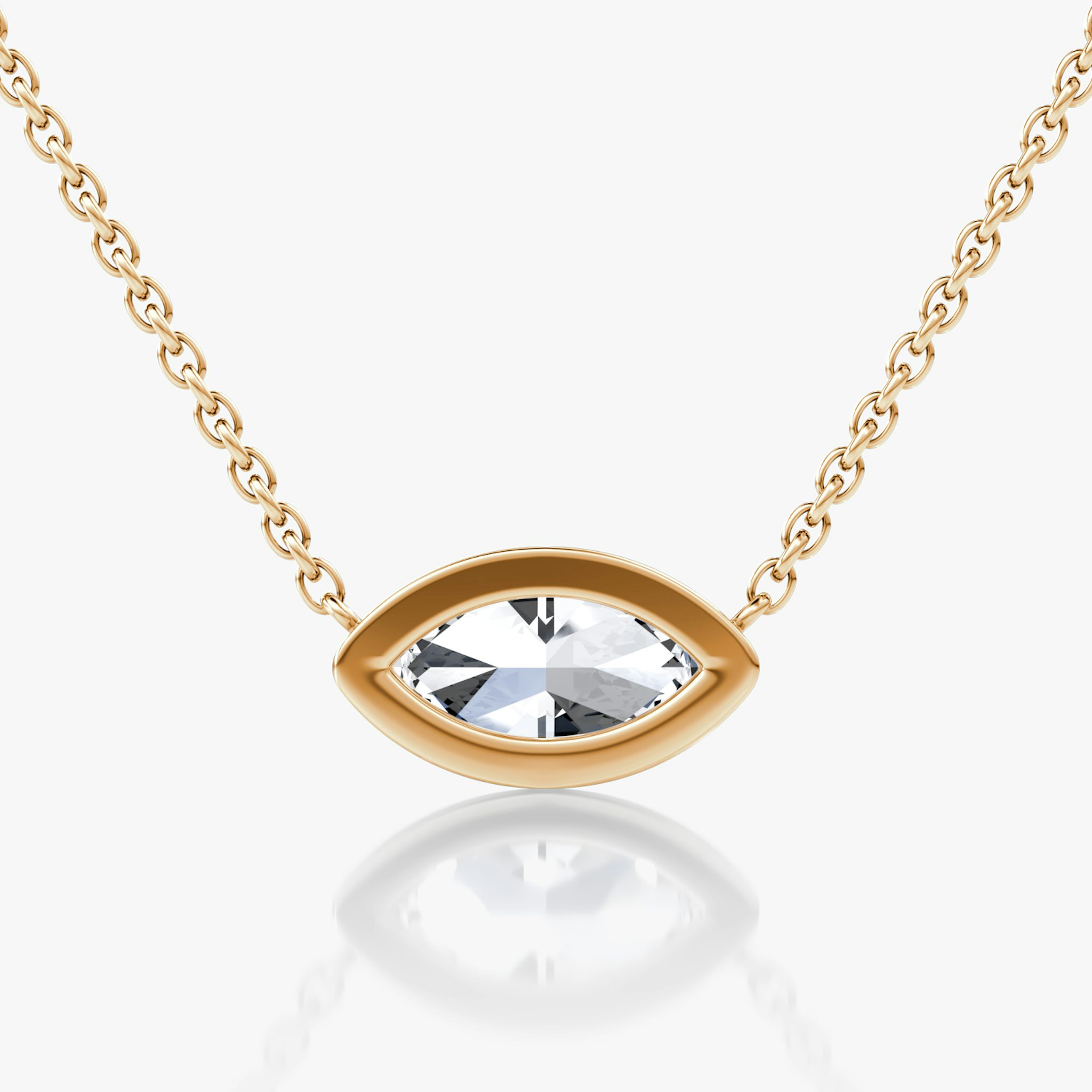 Bezel Solitaire Necklace | Marquise | 14k | Rose Gold | caratWeight: 0.75ct