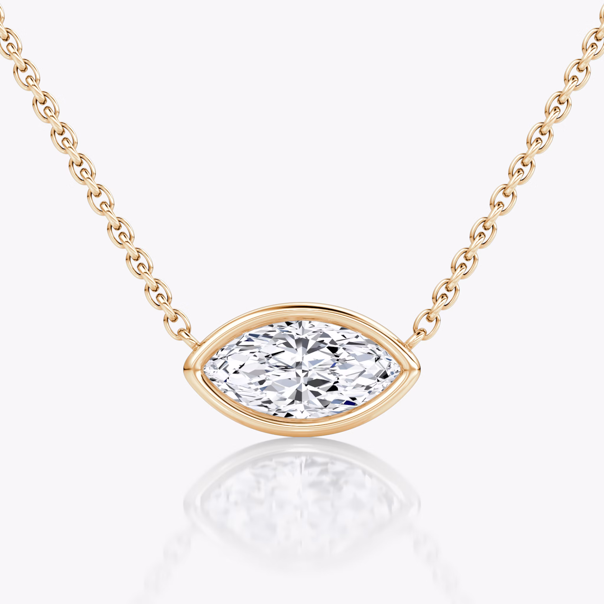 Bezel Solitaire Necklace | Marquise | 14k | Rose Gold | caratWeight: 0.75ct