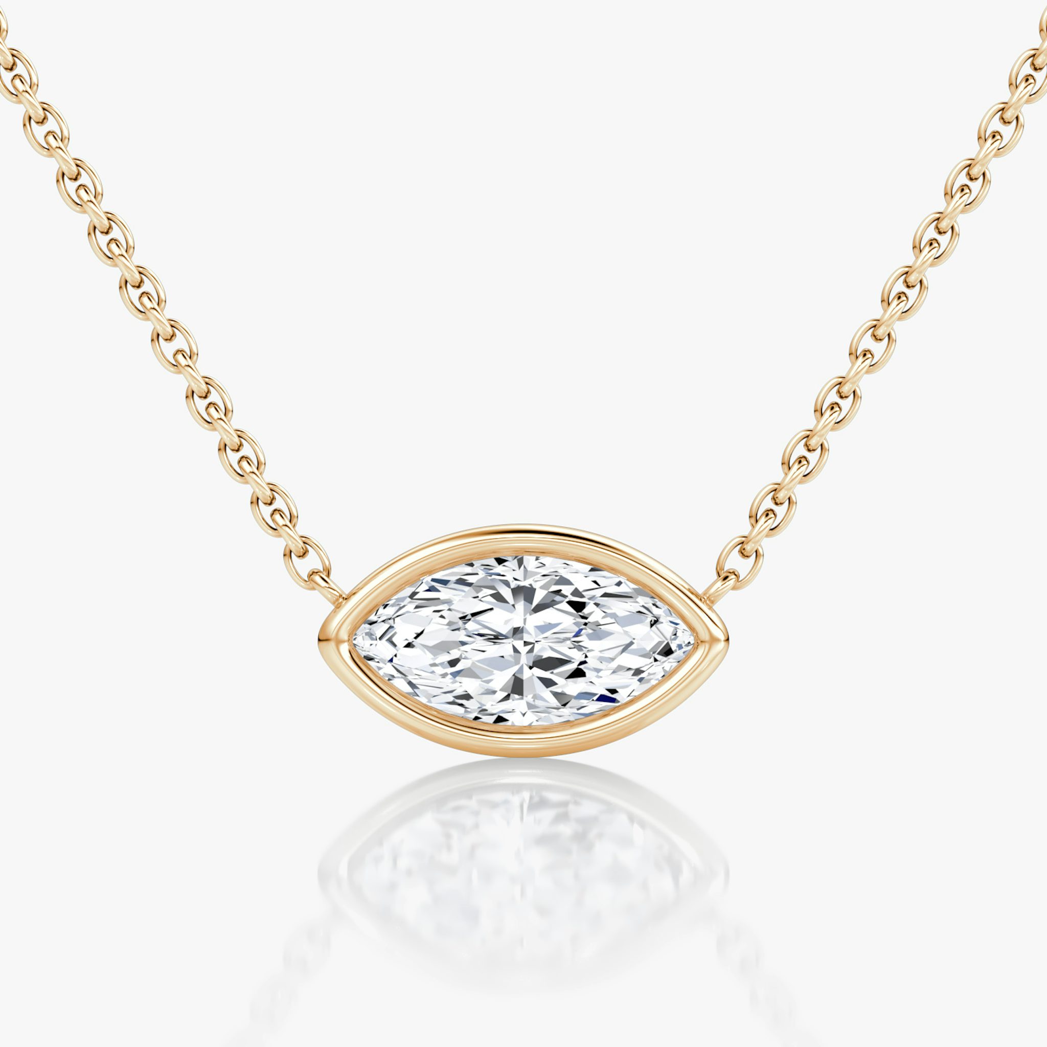 Bezel Solitaire Necklace | Marquise | 14k | Rose Gold | caratWeight: 0.75ct