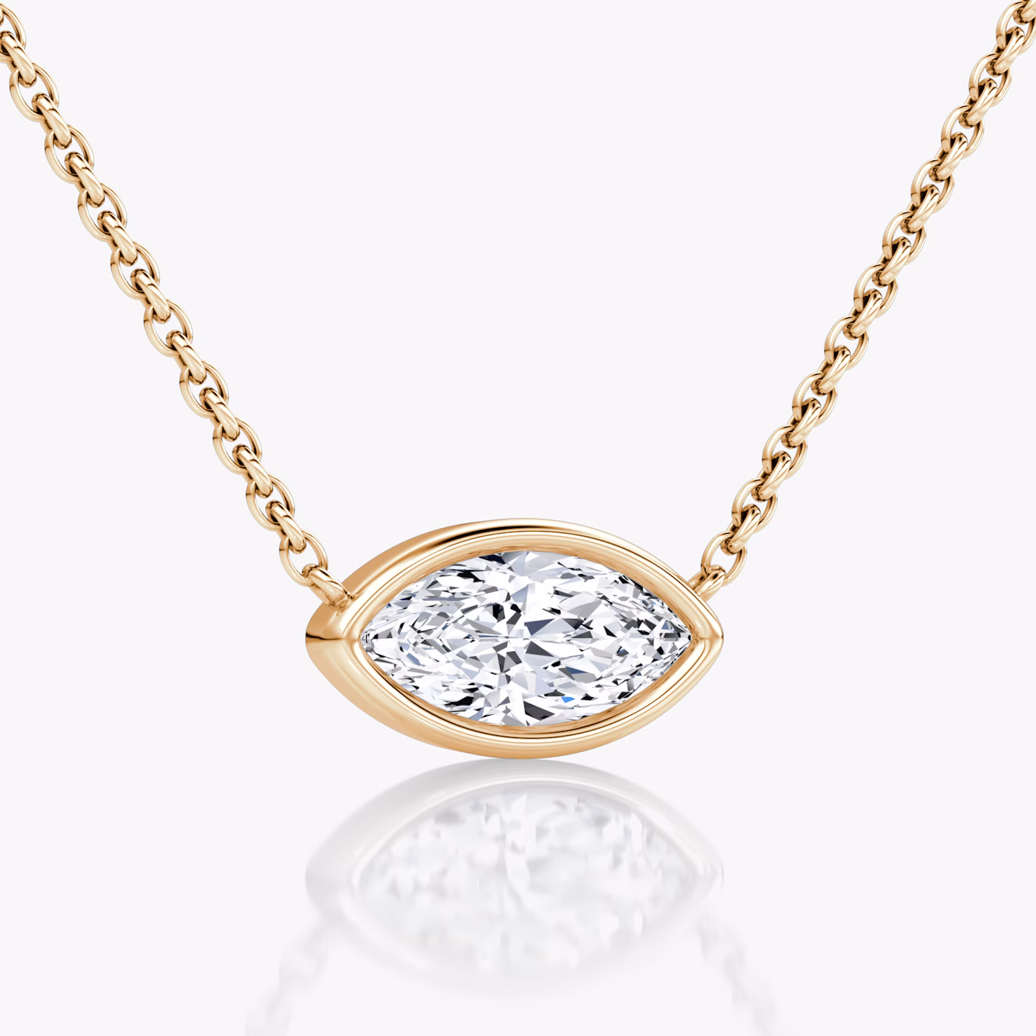 Bezel Solitaire Necklace | Marquise | 14k | Rose Gold | caratWeight: 0.75ct