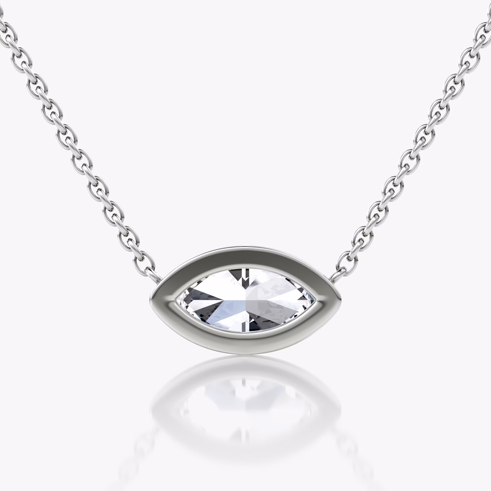 Bezel Solitaire Necklace | Marquise | 14k | White Gold | caratWeight: 0.75ct
