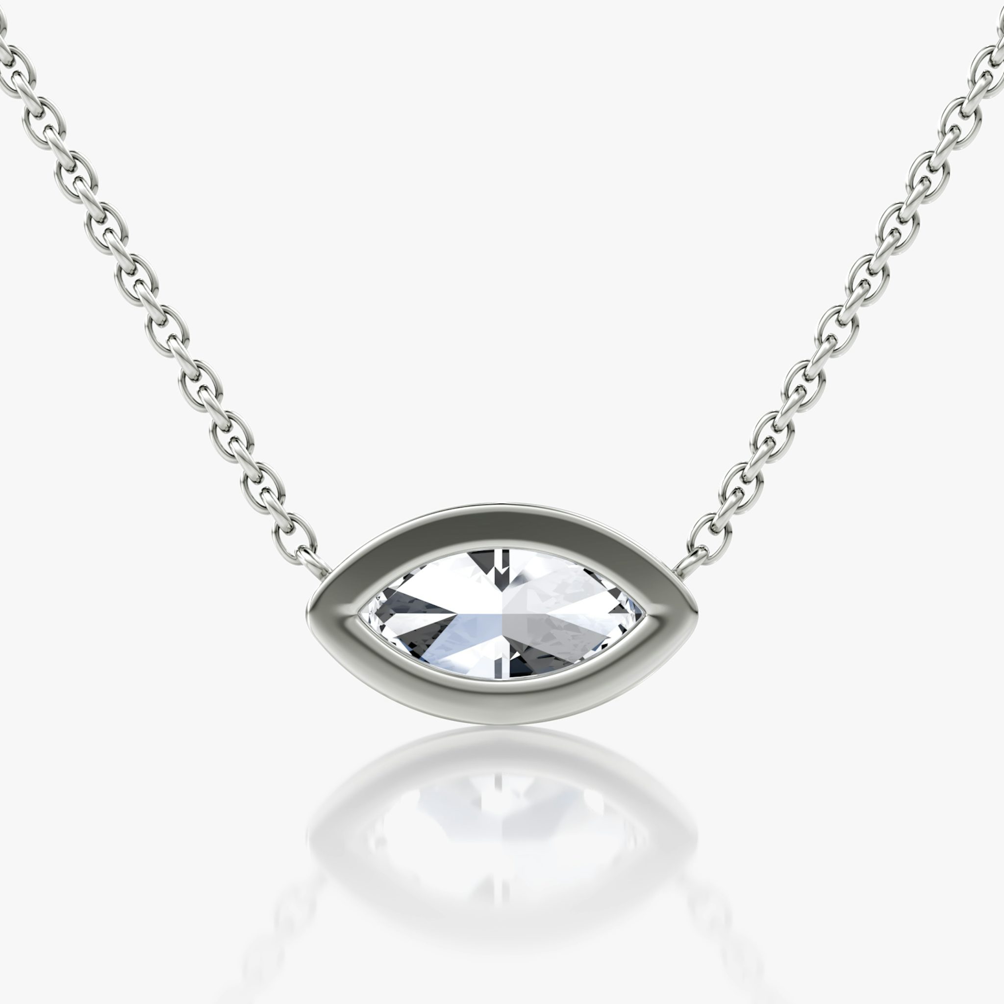 Bezel Solitaire Necklace | Marquise | 14k | White Gold | caratWeight: 0.75ct