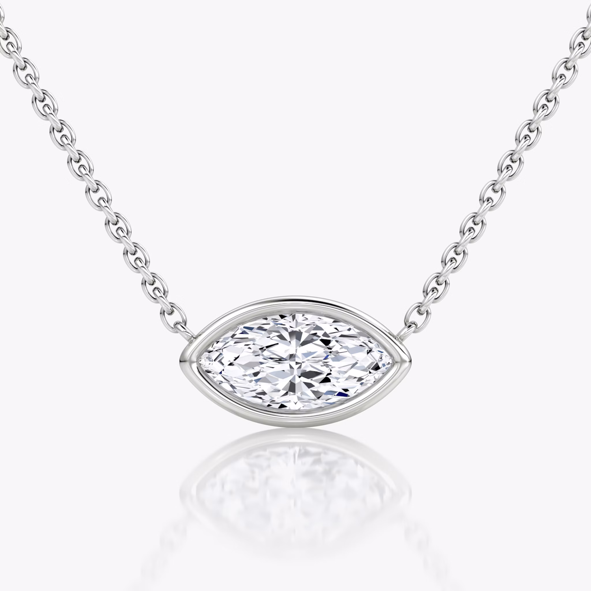 Bezel Solitaire Necklace | Marquise | 14k | White Gold | caratWeight: 0.75ct