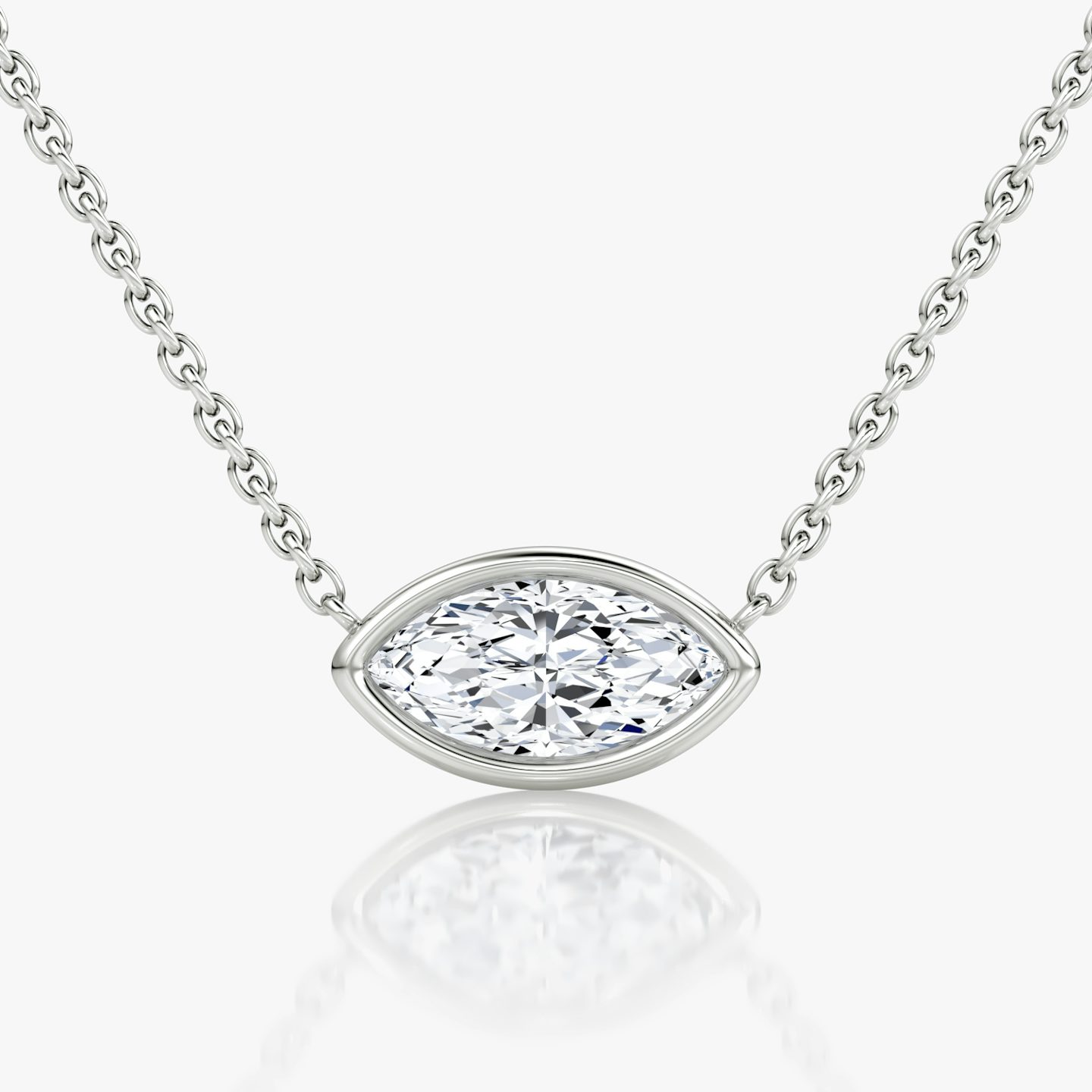 Bezel Solitaire Necklace | Marquise | 14k | White Gold | caratWeight: 0.75ct