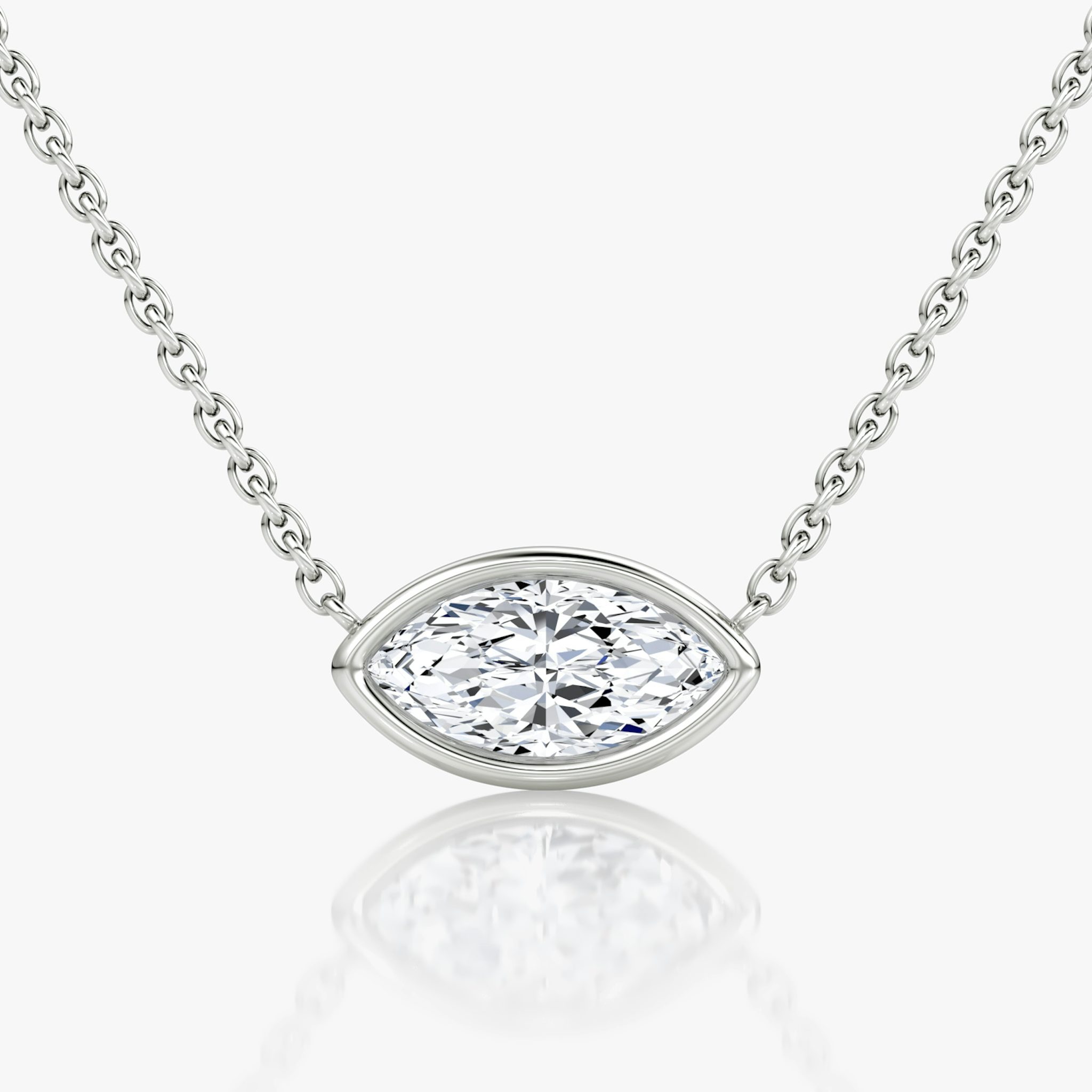 Bezel Solitaire Necklace | Marquise | 14k | White Gold | caratWeight: 0.75ct