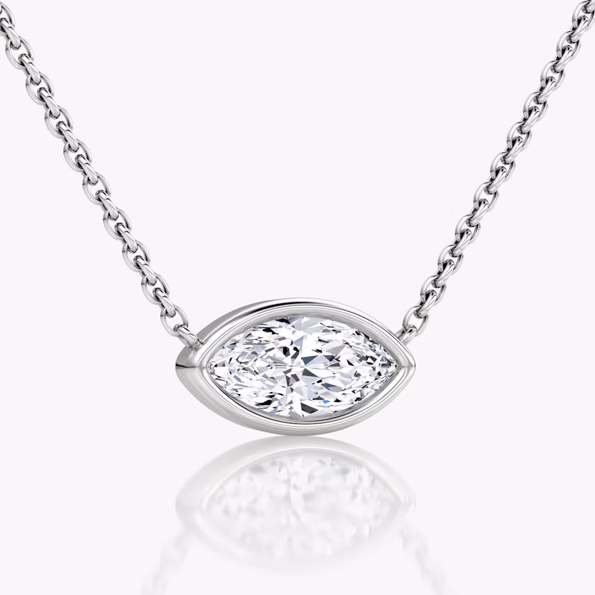 Collar Bezel Solitario | Marquise | 14k | Oro blanco | caratWeight: 0.75ct