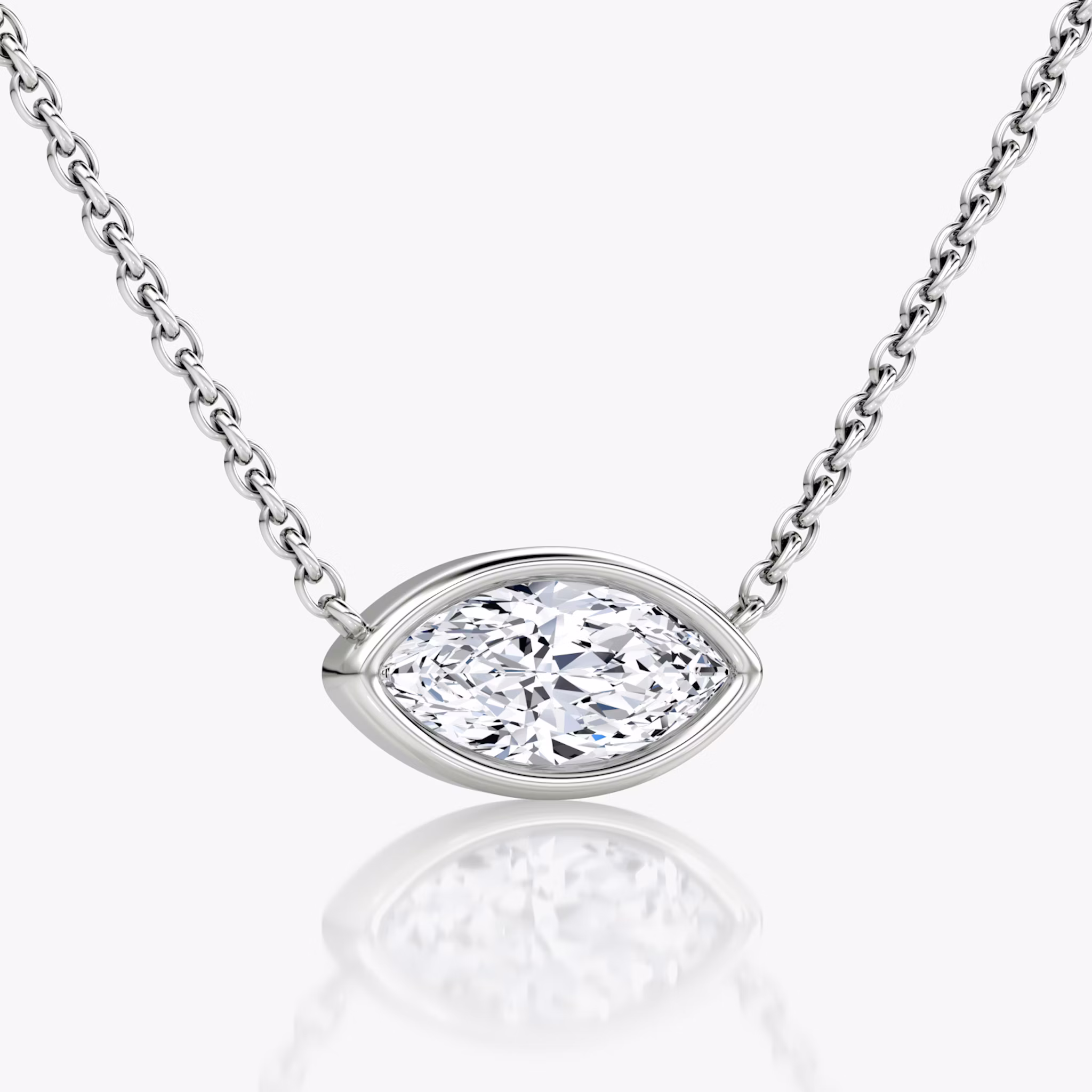 Bezel Solitaire Necklace | Marquise | 14k | White Gold | caratWeight: 0.75ct