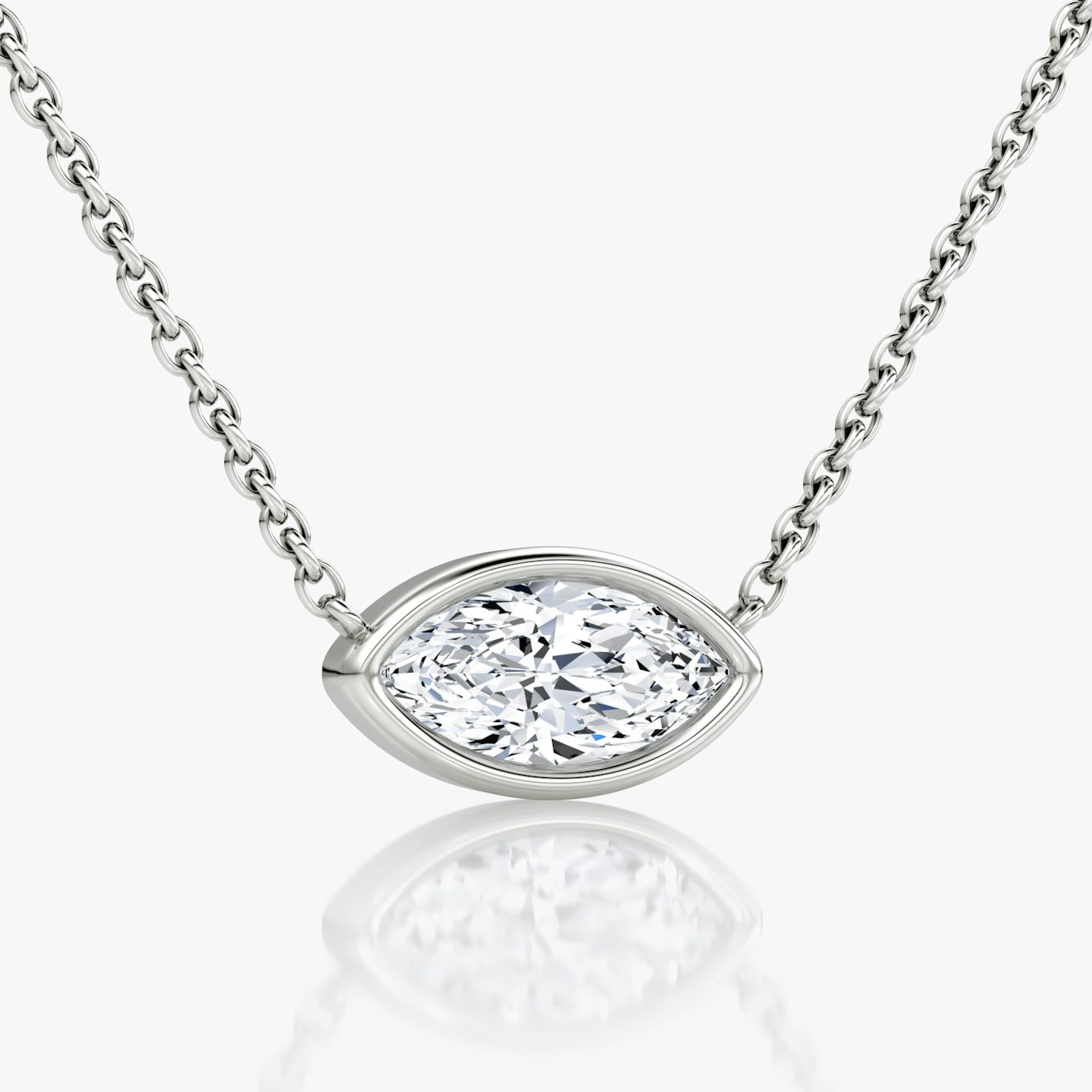 Bezel Solitaire Necklace | Marquise | 14k | White Gold | caratWeight: 0.75ct