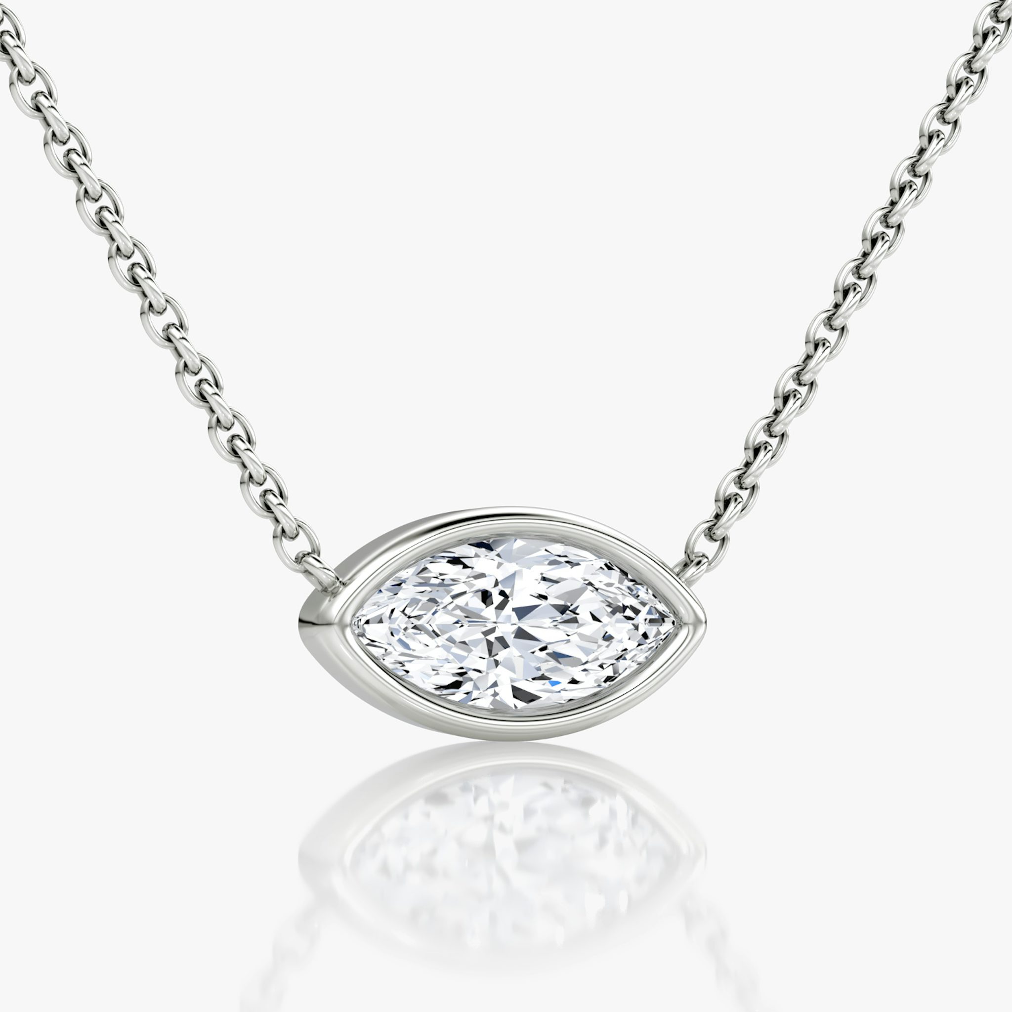 Bezel Solitaire Necklace | Marquise | 14k | White Gold | caratWeight: 0.75ct