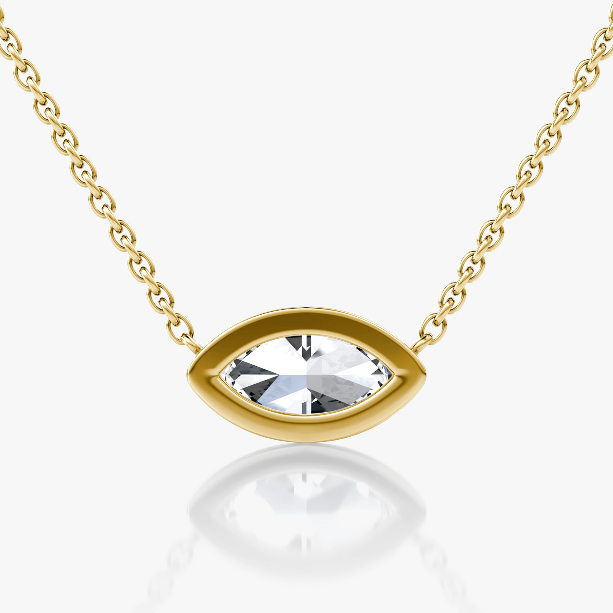 Bezel Solitaire Necklace | Marquise | 14k | Yellow Gold | caratWeight: 0.75ct