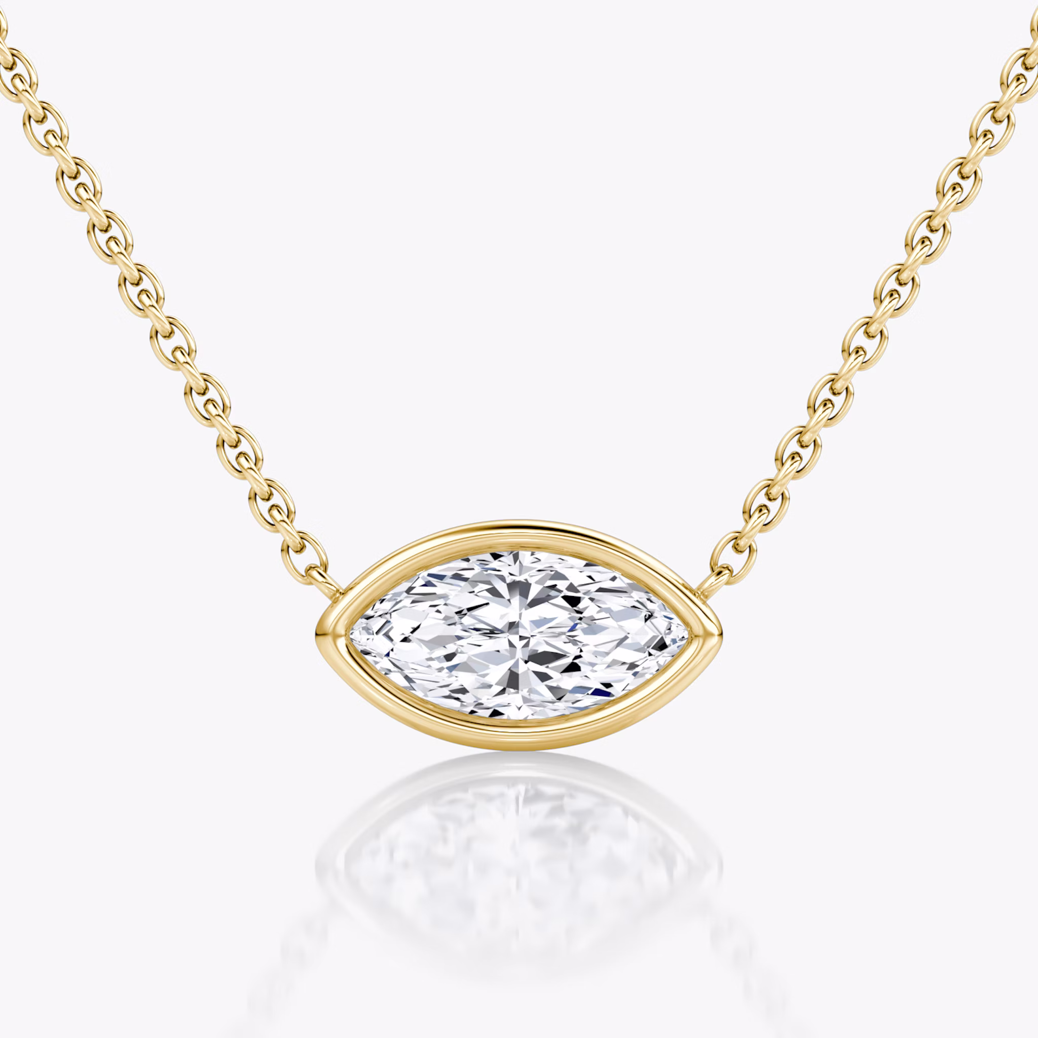 Bezel Solitaire Necklace | Marquise | 14k | Yellow Gold | caratWeight: 0.75ct
