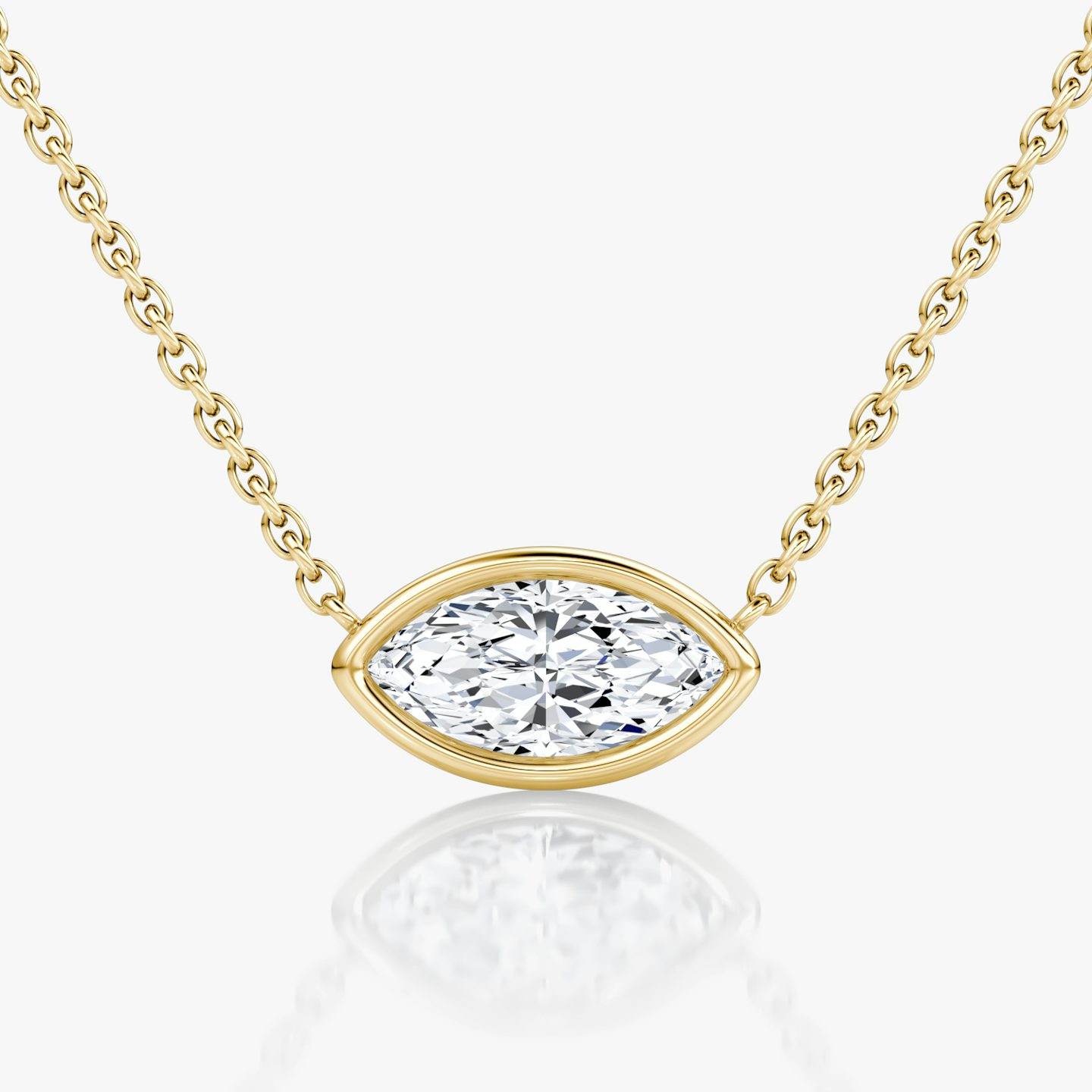 Bezel Solitaire Necklace | Marquise | 14k | Yellow Gold | caratWeight: 0.75ct