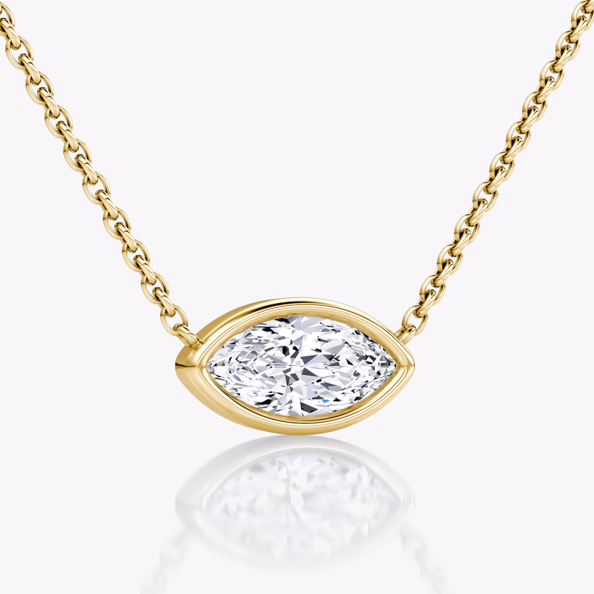 Bezel Solitaire Necklace | Marquise | 14k | Yellow Gold | caratWeight: 0.75ct