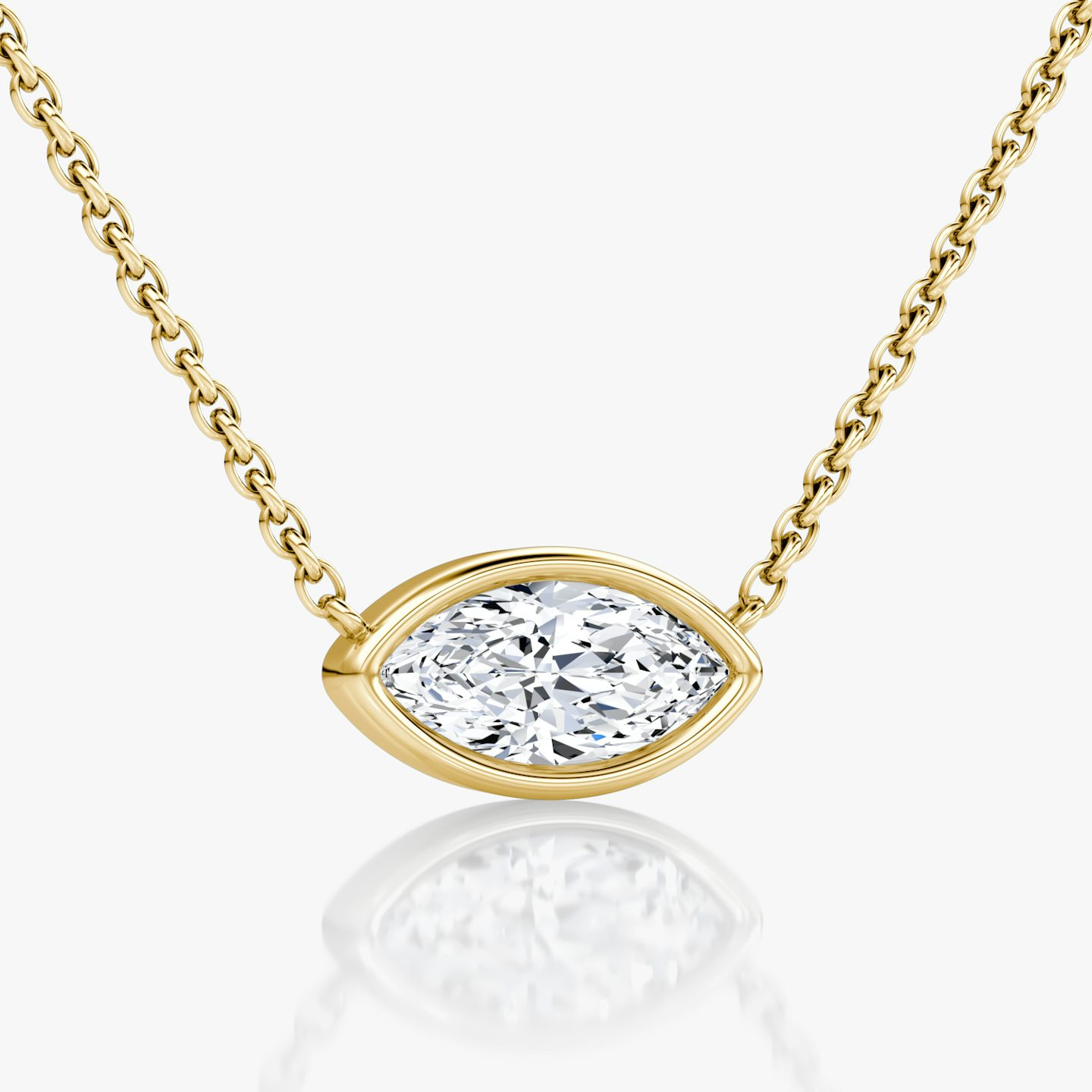 Bezel Solitaire Necklace | Marquise | 14k | Yellow Gold | caratWeight: 0.75ct