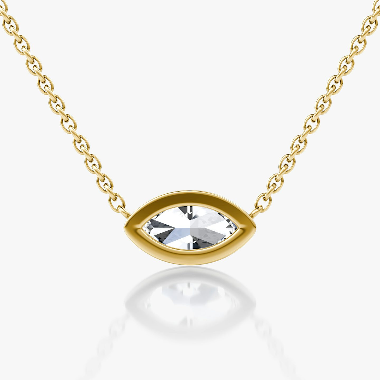 Bezel Solitaire Necklace | Marquise | 14k | Yellow Gold | caratWeight: 0.50ct