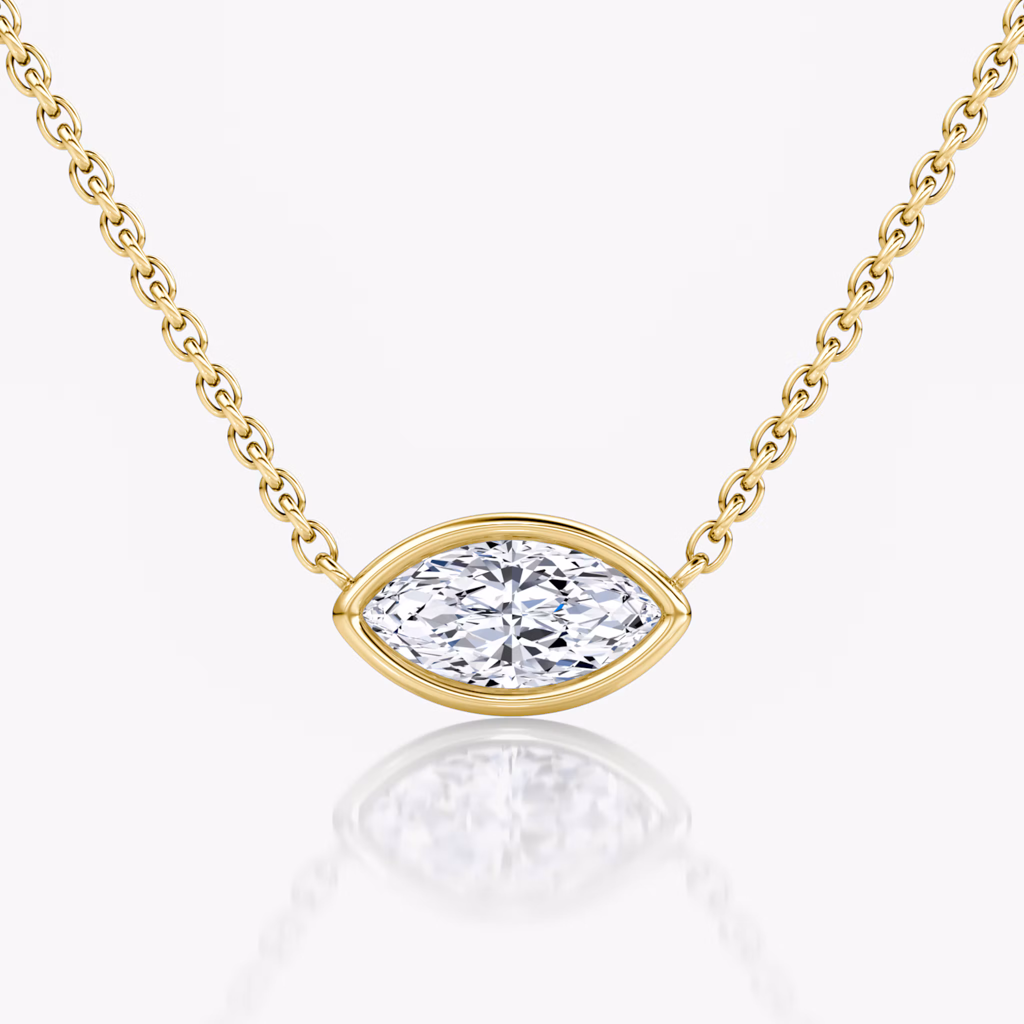 Bezel Solitaire Necklace Marquise | Yellow Gold