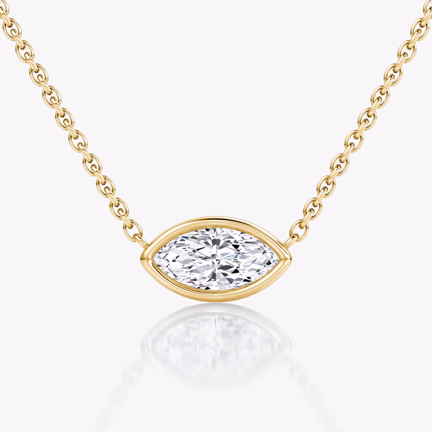 Bezel Solitaire Necklace | Marquise | 14k | Yellow Gold | caratWeight: 0.50ct