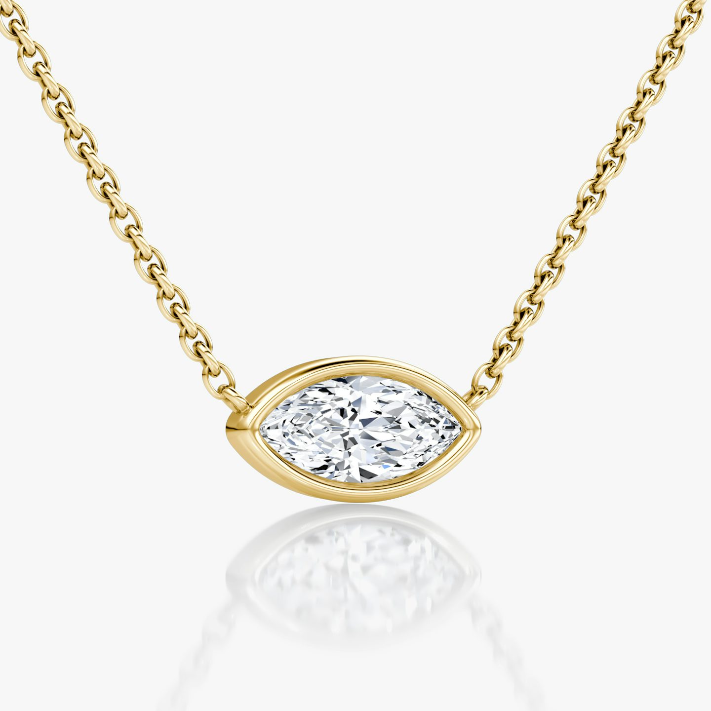 Bezel Solitaire Necklace | Marquise | 14k | Yellow Gold | caratWeight: 0.50ct