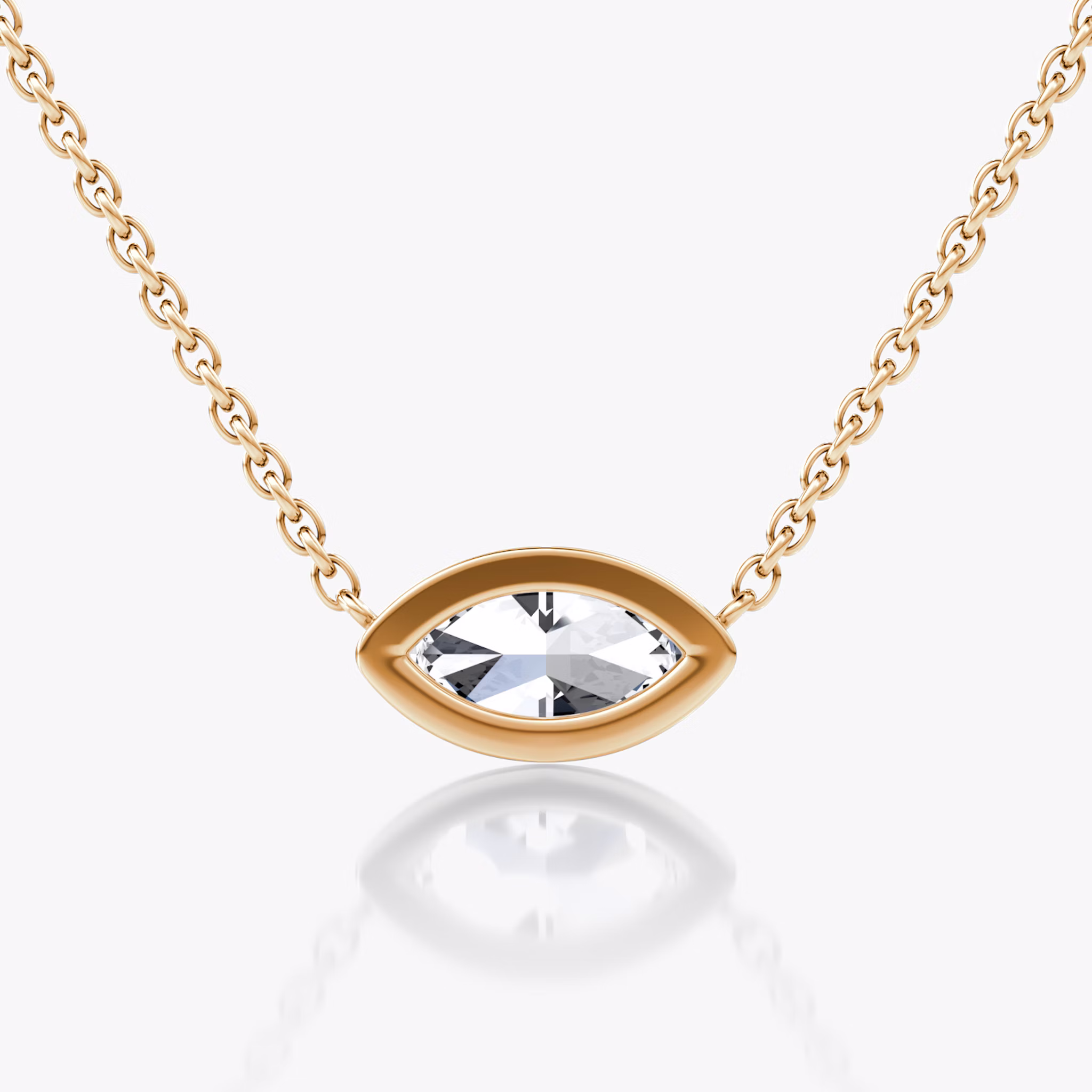 Bezel Solitaire Necklace | Marquise | 14k | Rose Gold | caratWeight: 0.50ct